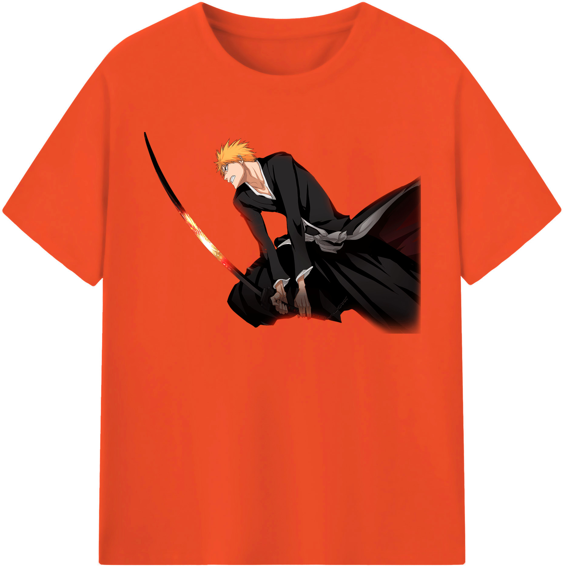 （画像用） ブリーチ 黒崎一護（くろさき いちご）BLEACH Kurosaki Ichigo 綿100％半袖Tシャツ（フロントプリント）