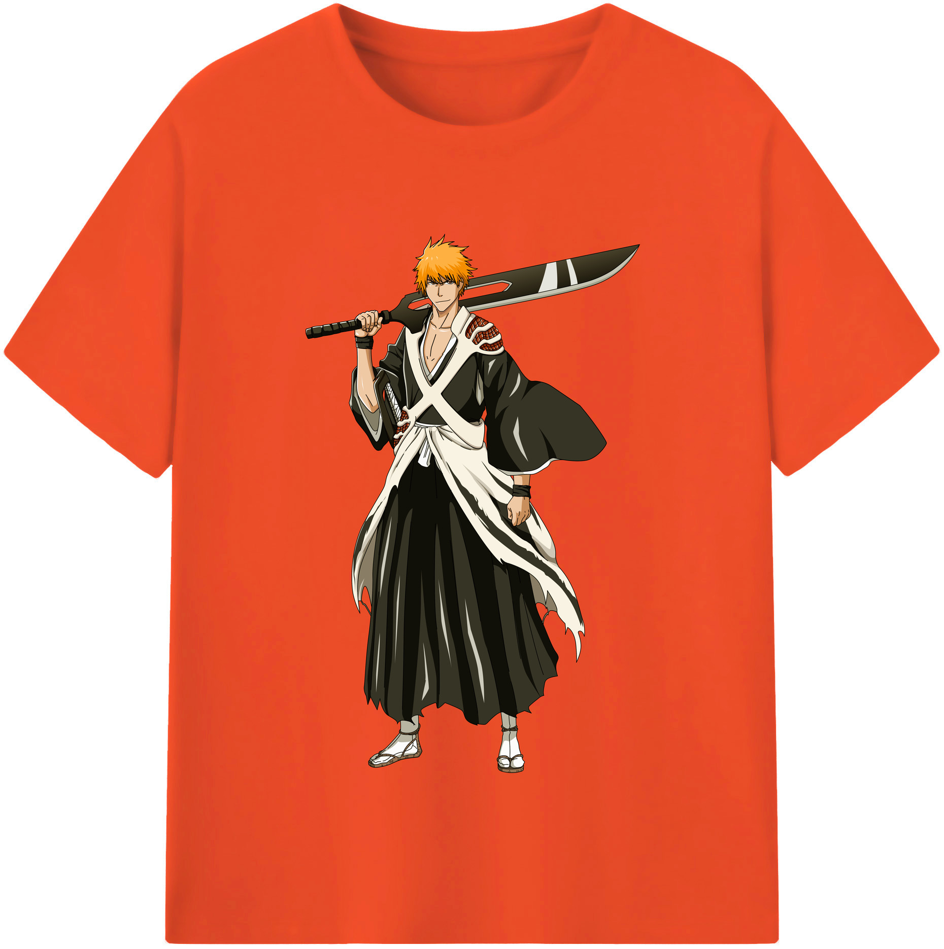 （画像用） ブリーチ 黒崎一護（くろさき いちご）BLEACH Kurosaki Ichigo 綿100％半袖Tシャツ（フロントプリント）
