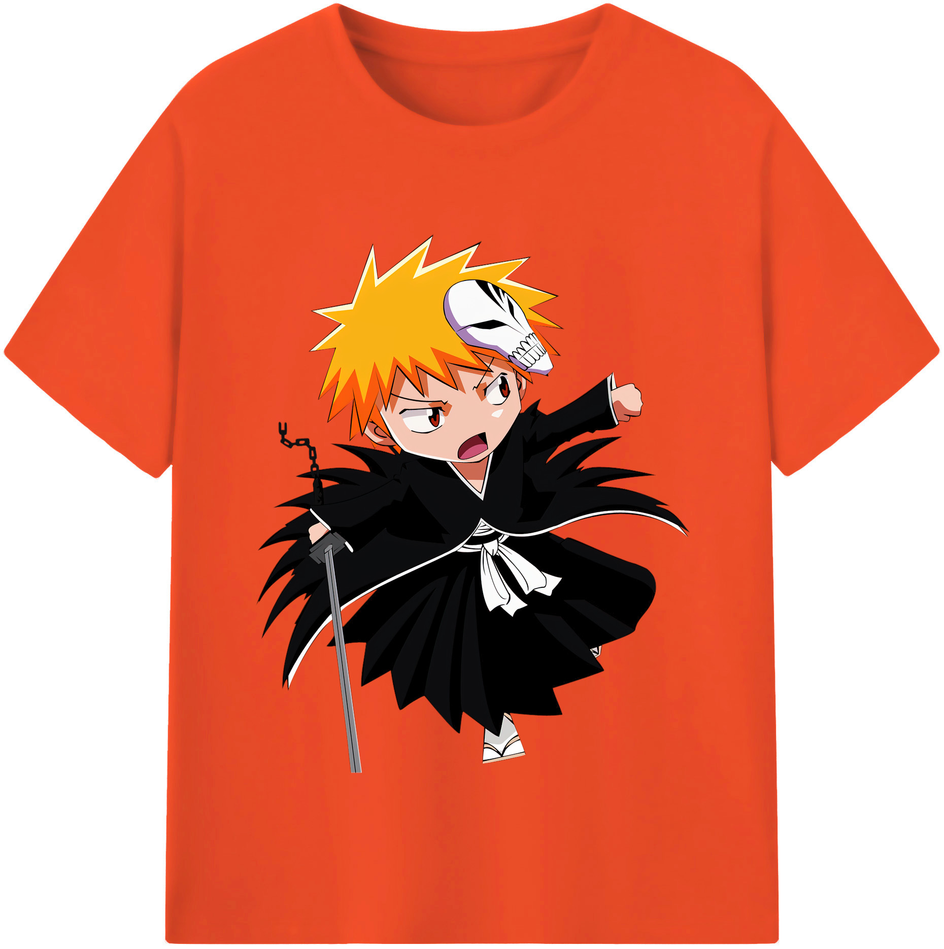 （画像用） ブリーチ 黒崎一護（くろさき いちご）BLEACH Kurosaki Ichigo 綿100％半袖Tシャツ（フロントプリント）