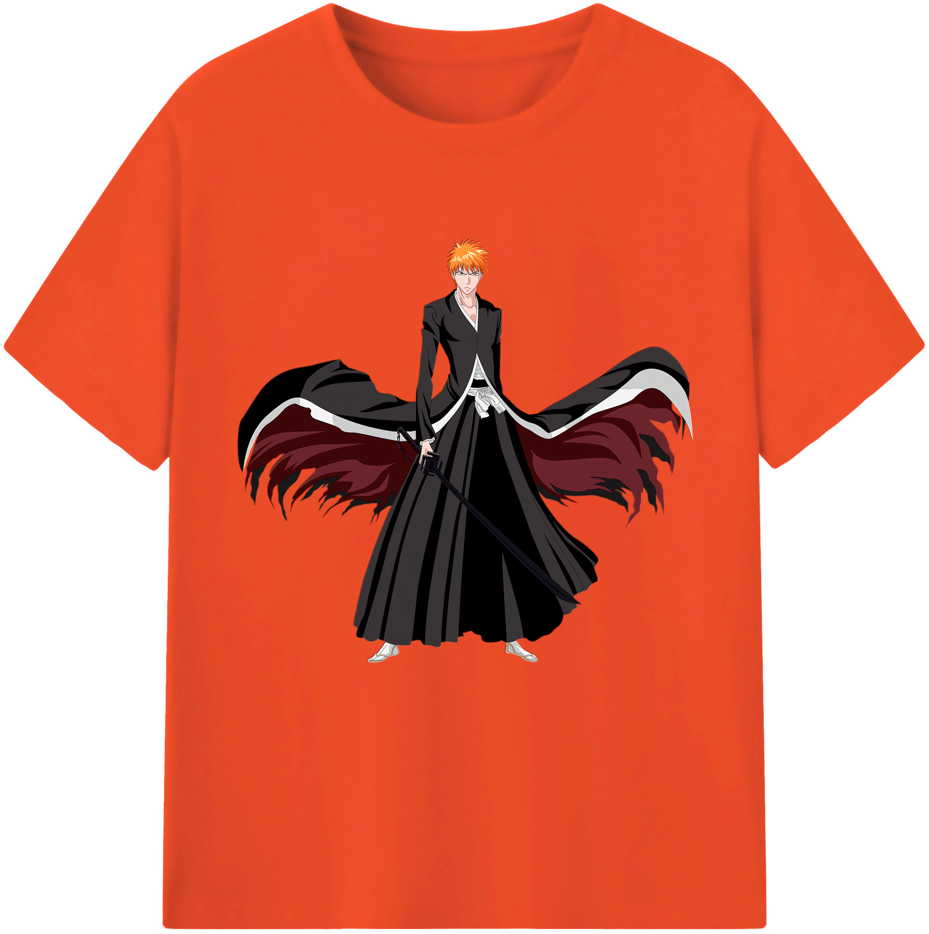 （画像用） ブリーチ 黒崎一護（くろさき いちご）BLEACH Kurosaki Ichigo 綿100％半袖Tシャツ（フロントプリント）