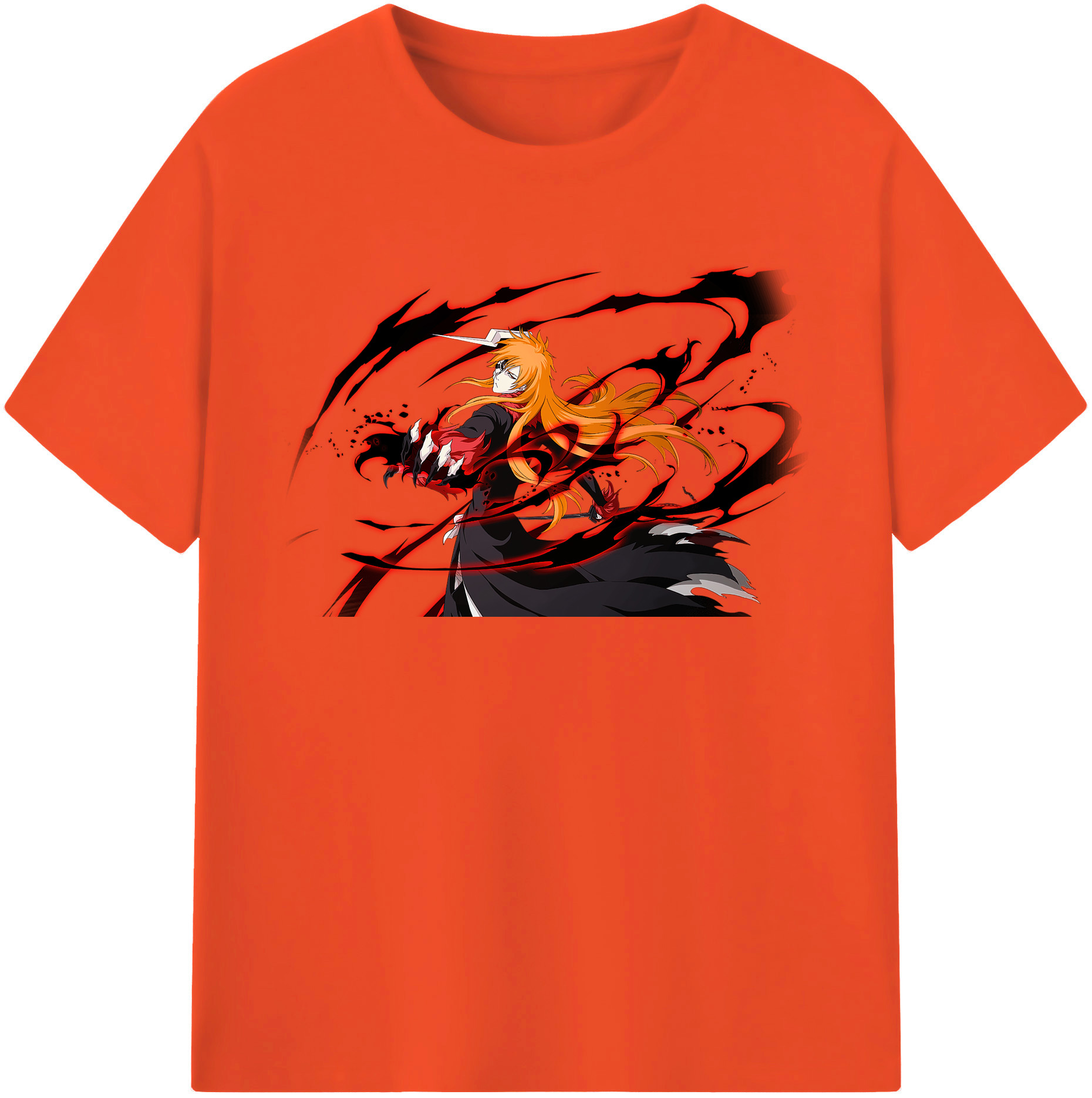 （画像用） ブリーチ 黒崎一護（くろさき いちご）BLEACH Kurosaki Ichigo 綿100％半袖Tシャツ（フロントプリント）