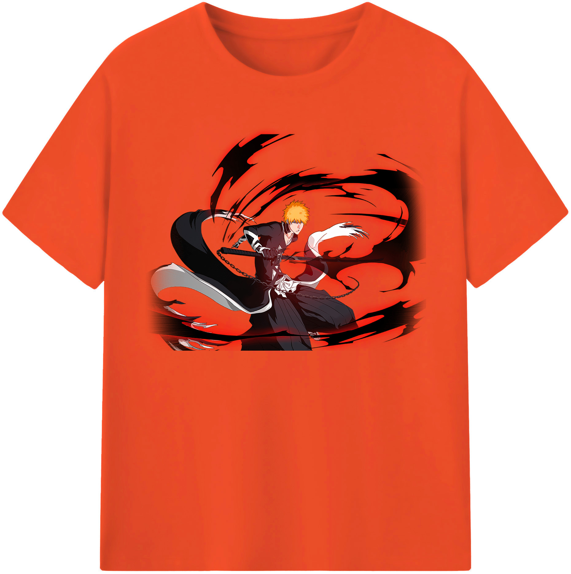 （画像用） ブリーチ 黒崎一護（くろさき いちご）BLEACH Kurosaki Ichigo 綿100％半袖Tシャツ（フロントプリント）