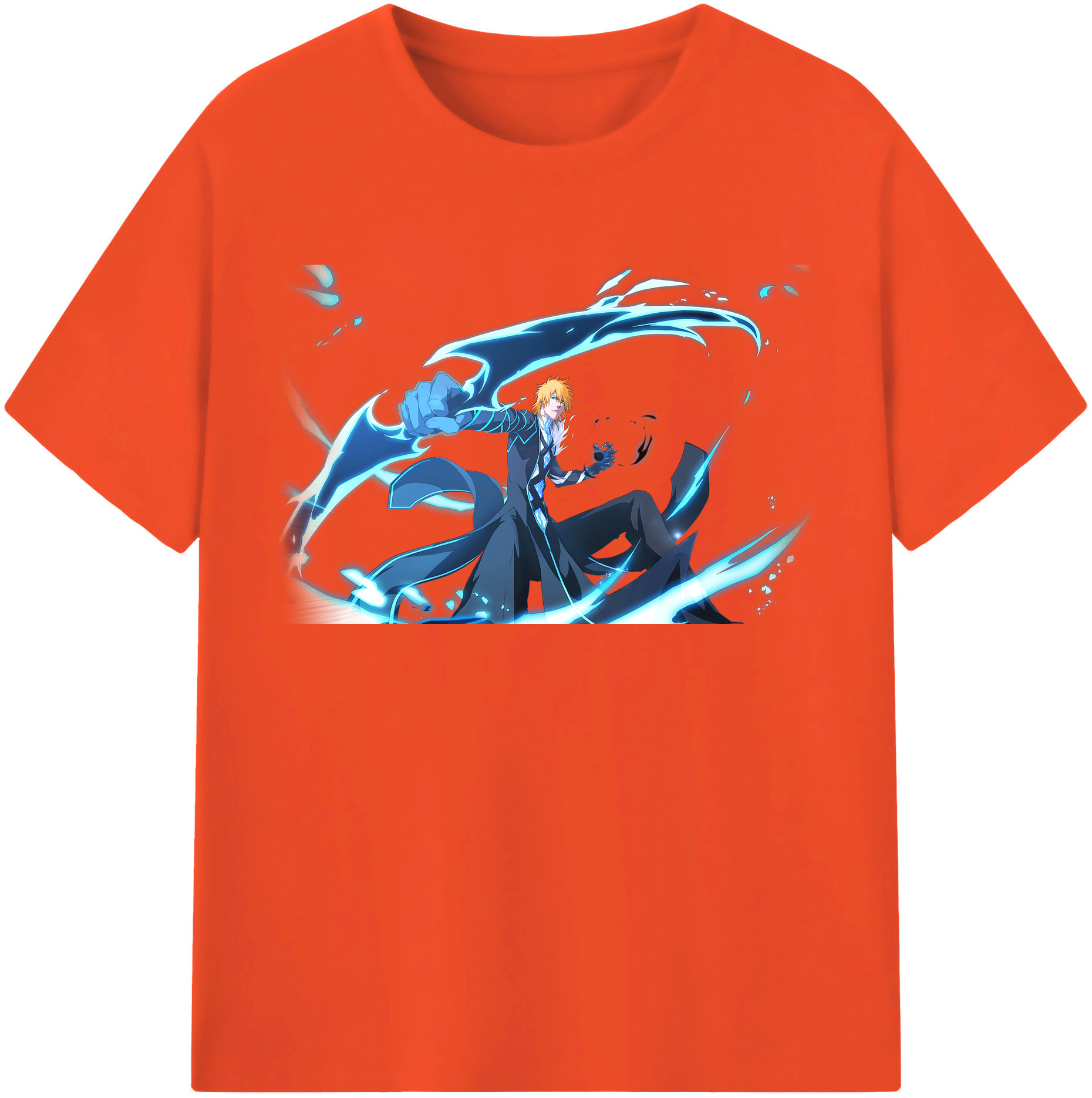 （画像用） ブリーチ 黒崎一護（くろさき いちご）BLEACH Kurosaki Ichigo 綿100％半袖Tシャツ（フロントプリント）