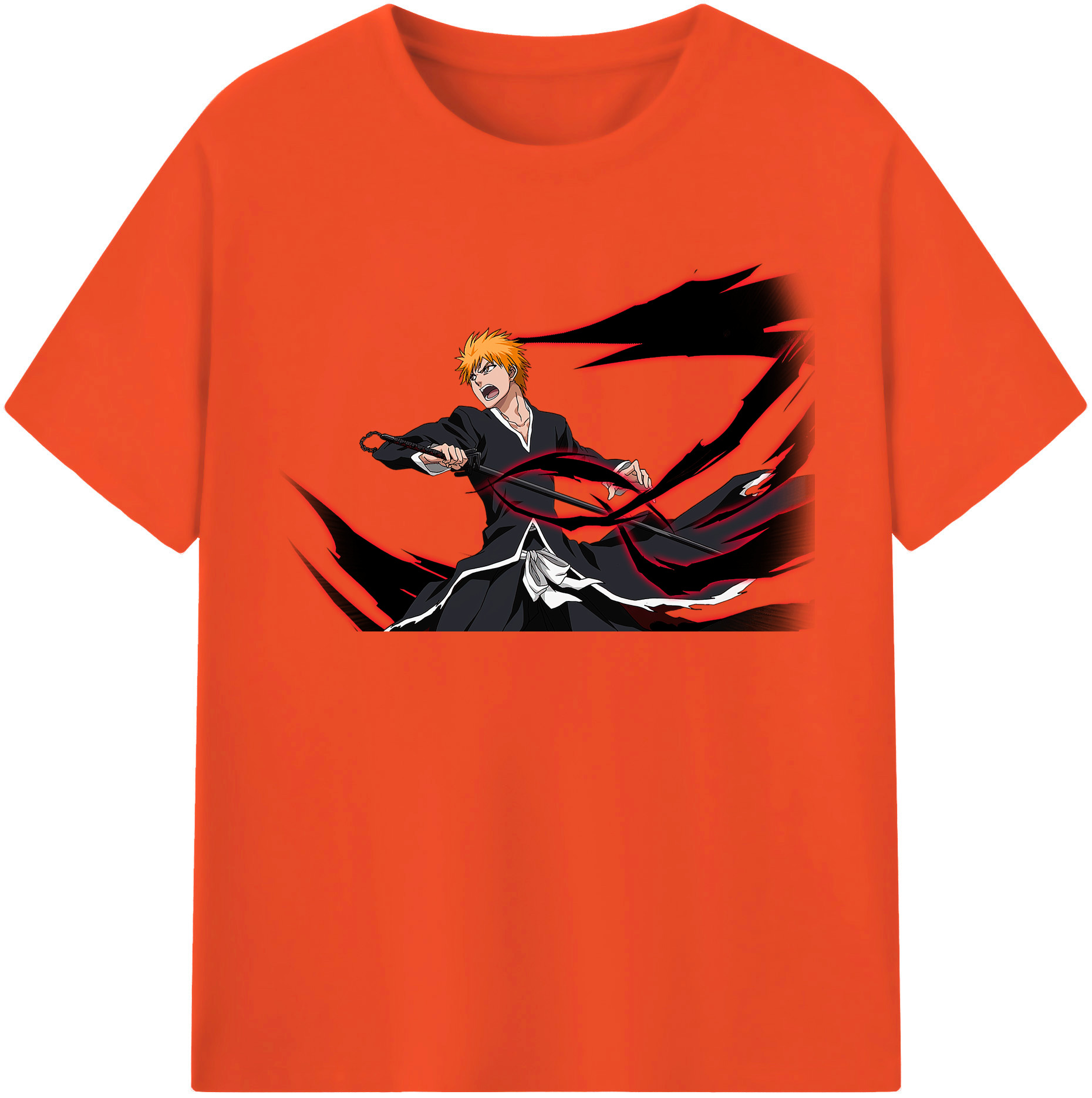 （画像用） ブリーチ 黒崎一護（くろさき いちご）BLEACH Kurosaki Ichigo 綿100％半袖Tシャツ（フロントプリント）
