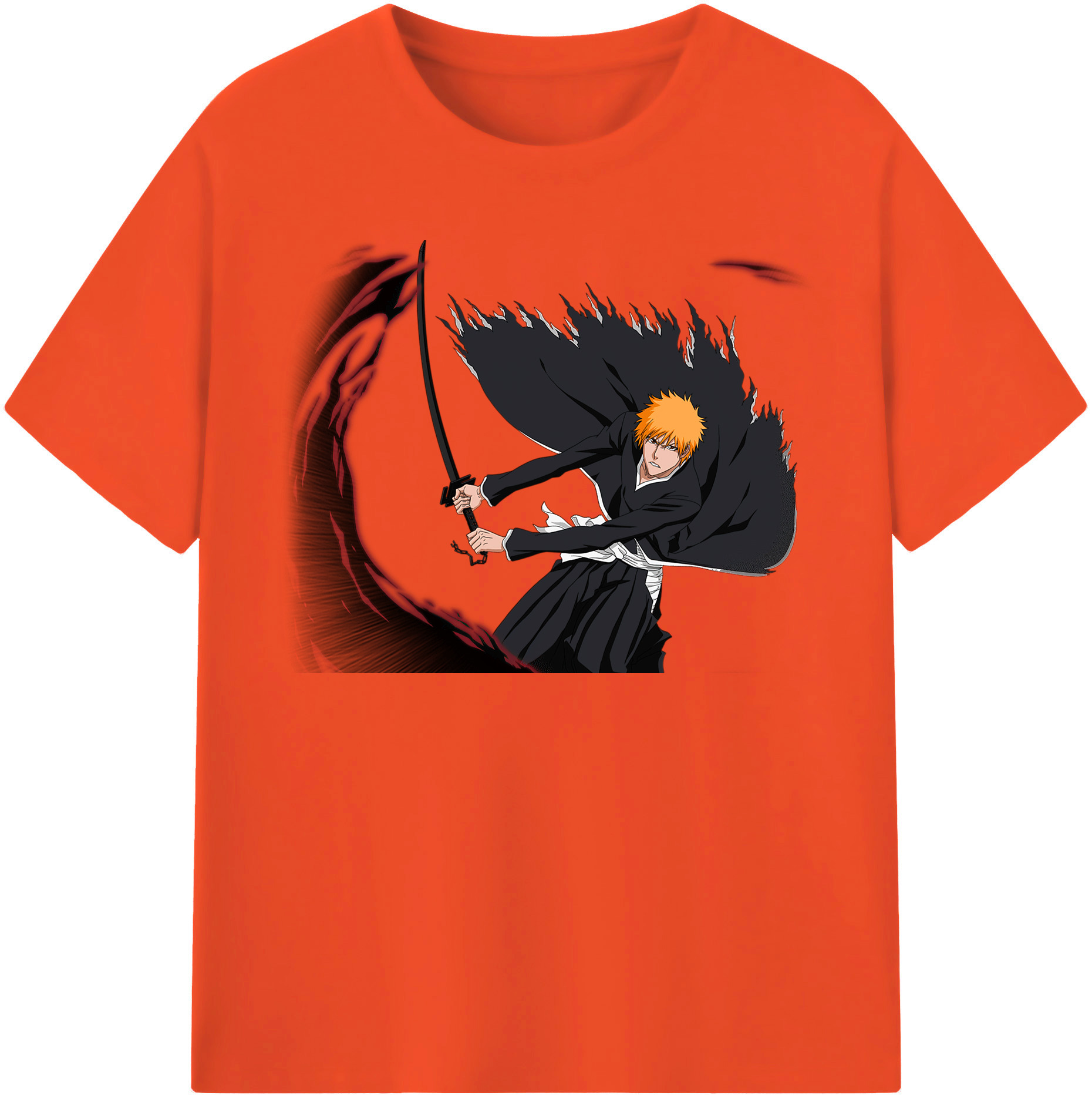 （画像用） ブリーチ 黒崎一護（くろさき いちご）BLEACH Kurosaki Ichigo 綿100％半袖Tシャツ（フロントプリント）