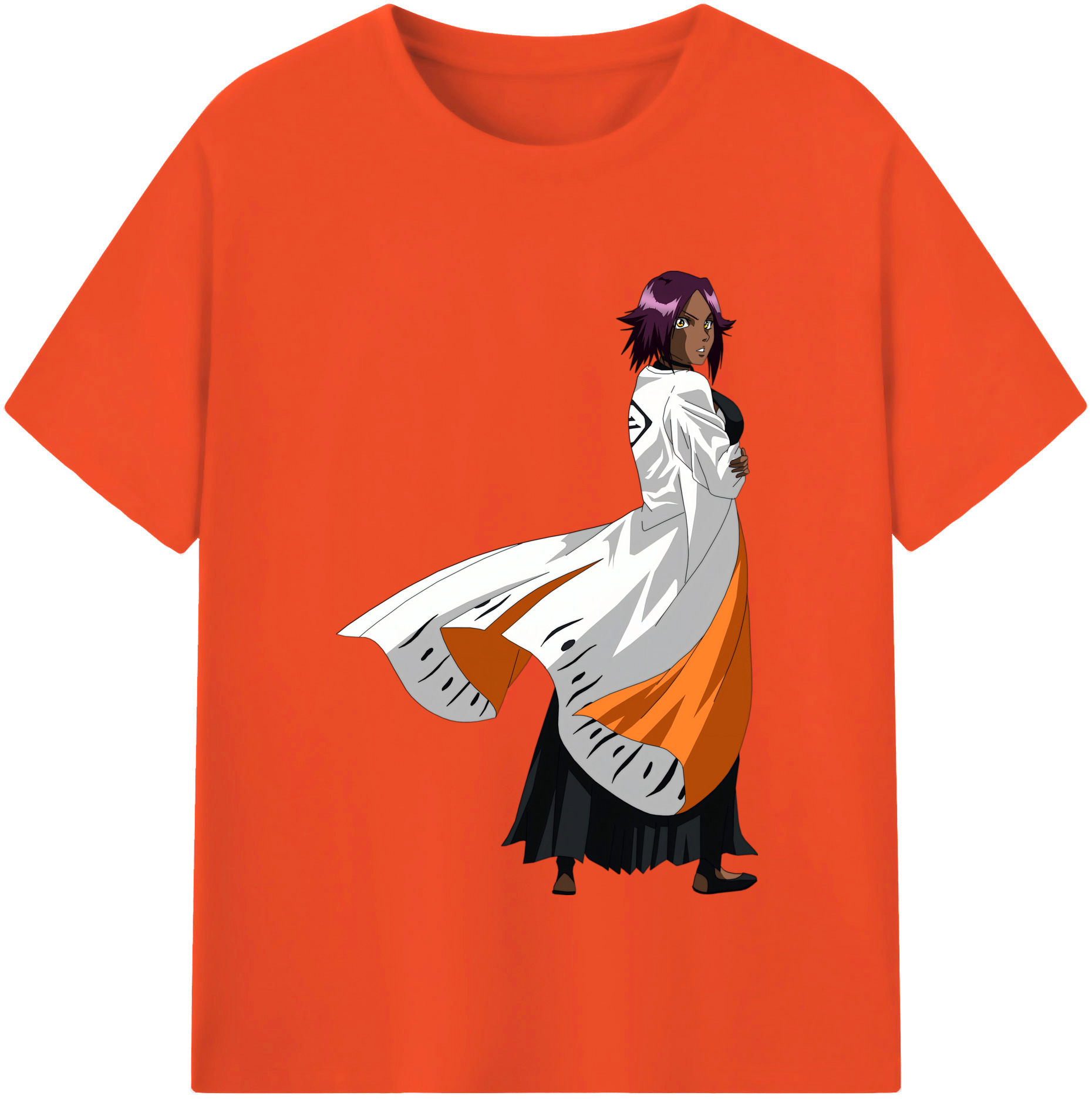 （画像用） ブリーチ 四楓院 夜一（しほういん よるいち） BLEACH Shihouin Yoruichi 綿100％半袖Tシャツ（フロントプリント）