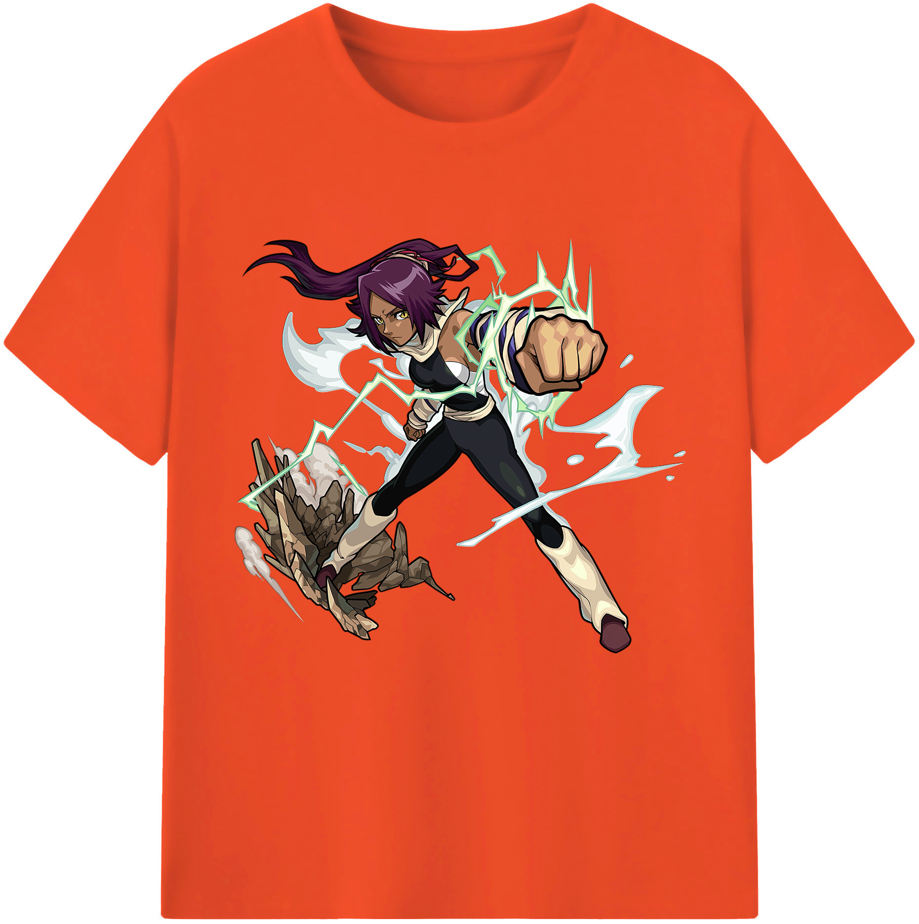 （画像用） ブリーチ 四楓院 夜一（しほういん よるいち） BLEACH Shihouin Yoruichi 綿100％半袖Tシャツ（フロントプリント）
