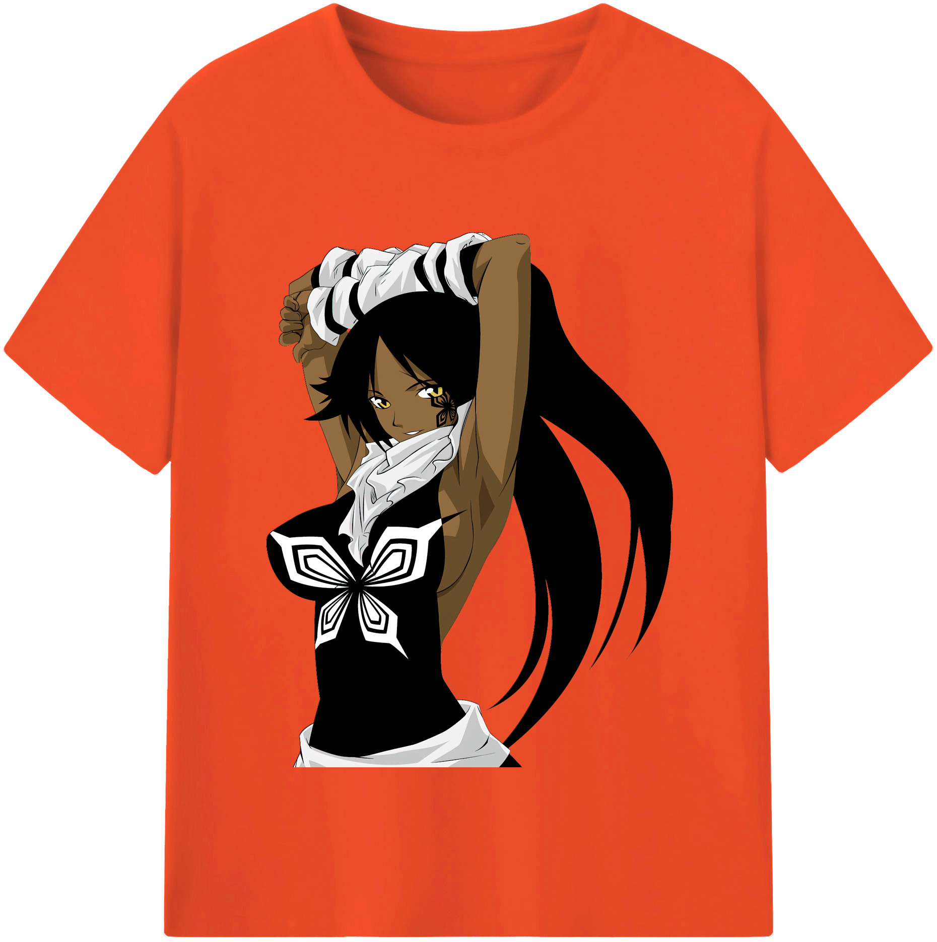 （画像用） ブリーチ 四楓院 夜一（しほういん よるいち） BLEACH Shihouin Yoruichi 綿100％半袖Tシャツ（フロントプリント）
