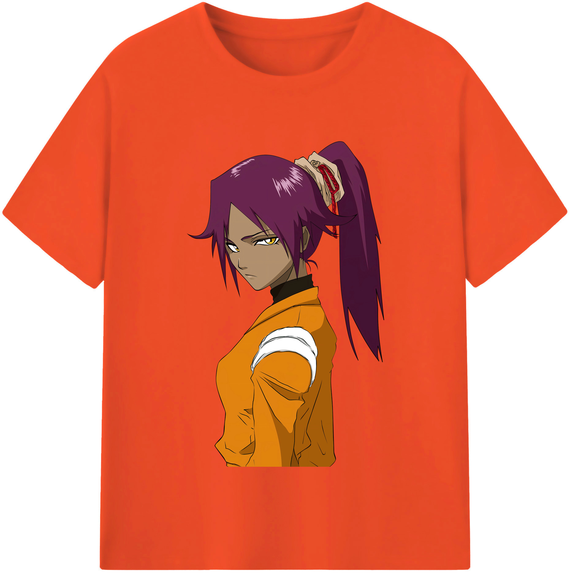 （画像用） ブリーチ 四楓院 夜一（しほういん よるいち） BLEACH Shihouin Yoruichi 綿100％半袖Tシャツ（フロントプリント）