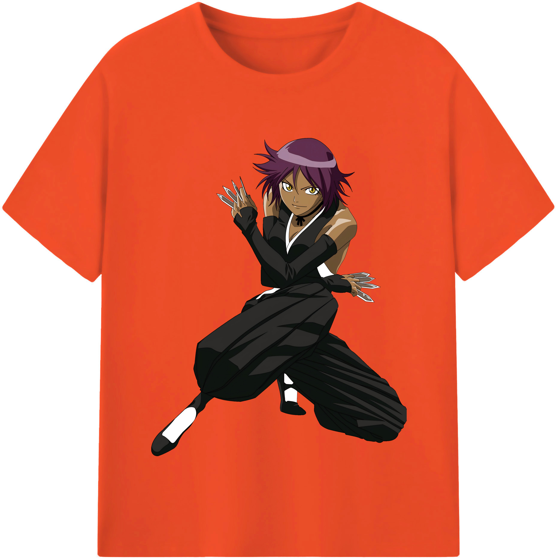 （画像用） ブリーチ 四楓院 夜一（しほういん よるいち） BLEACH Shihouin Yoruichi 綿100％半袖Tシャツ（フロントプリント）
