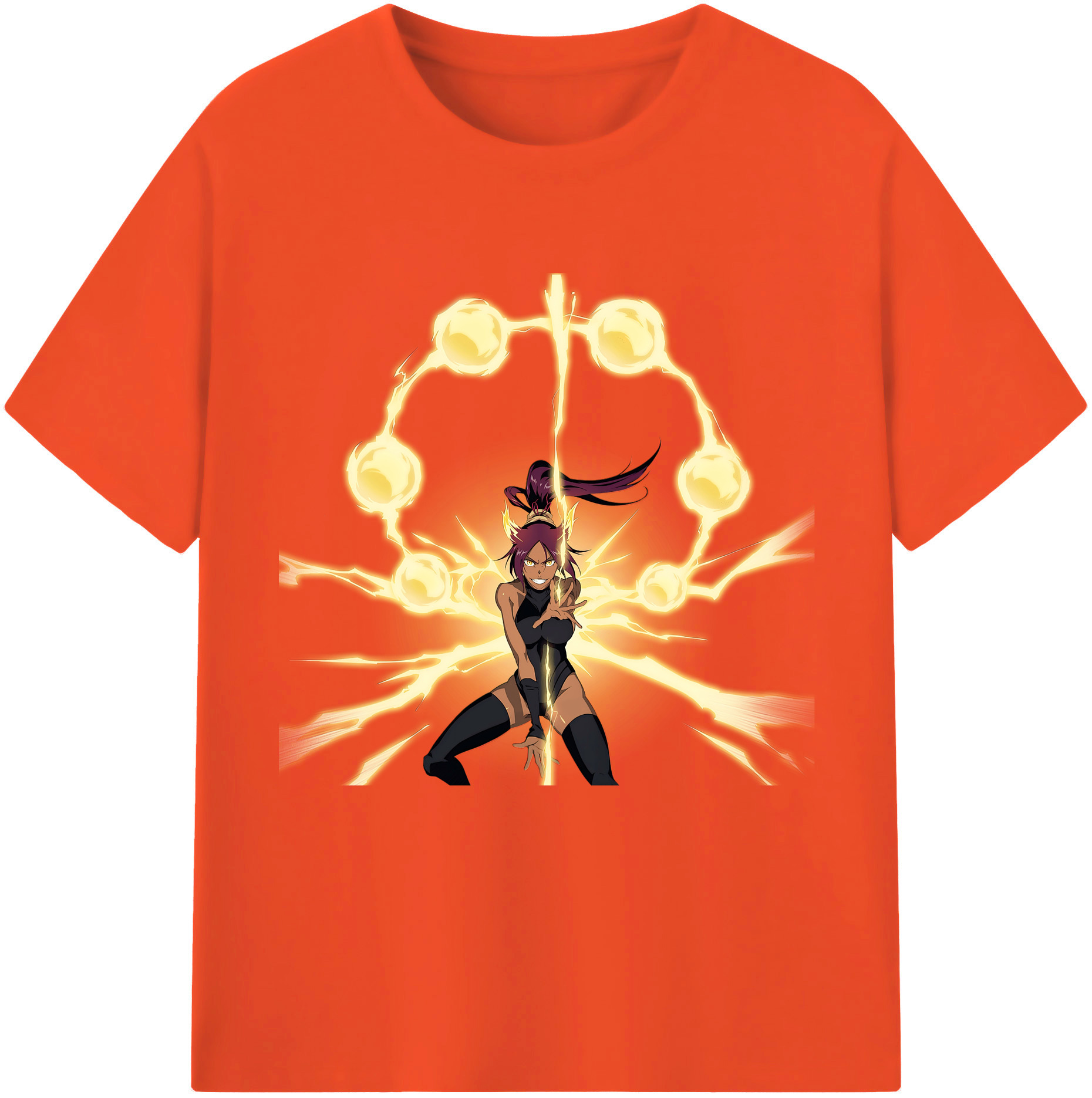 （画像用） ブリーチ 四楓院 夜一（しほういん よるいち） BLEACH Shihouin Yoruichi 綿100％半袖Tシャツ（フロントプリント）