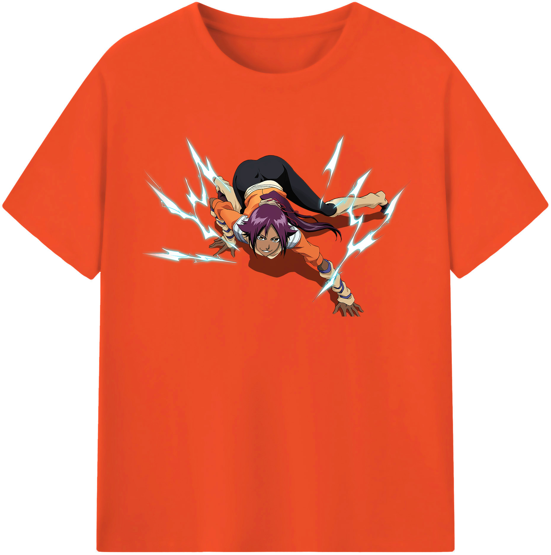 （画像用） ブリーチ 四楓院 夜一（しほういん よるいち） BLEACH Shihouin Yoruichi 綿100％半袖Tシャツ（フロントプリント）
