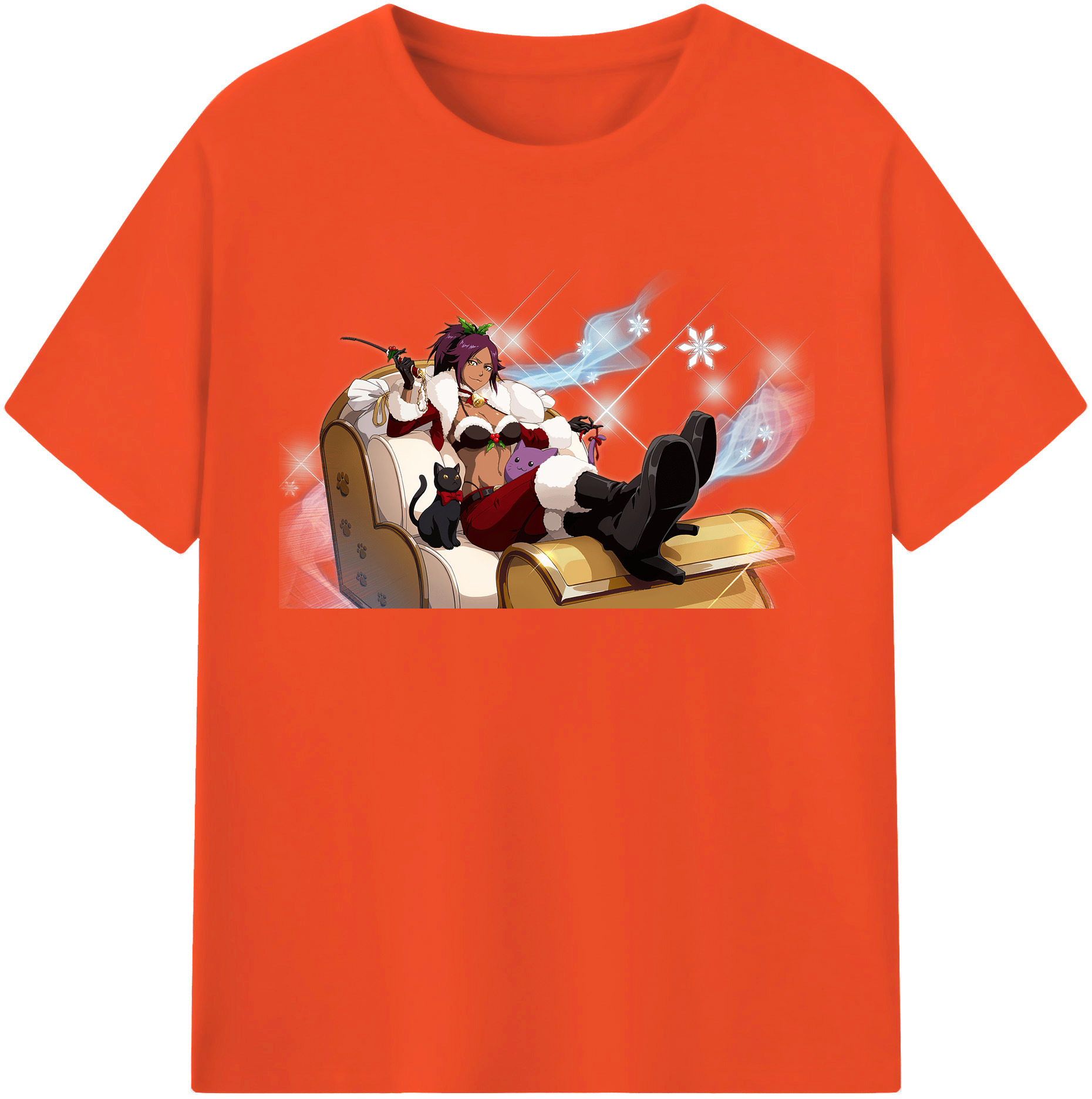（画像用） ブリーチ 四楓院 夜一（しほういん よるいち） BLEACH Shihouin Yoruichi 綿100％半袖Tシャツ（フロントプリント）