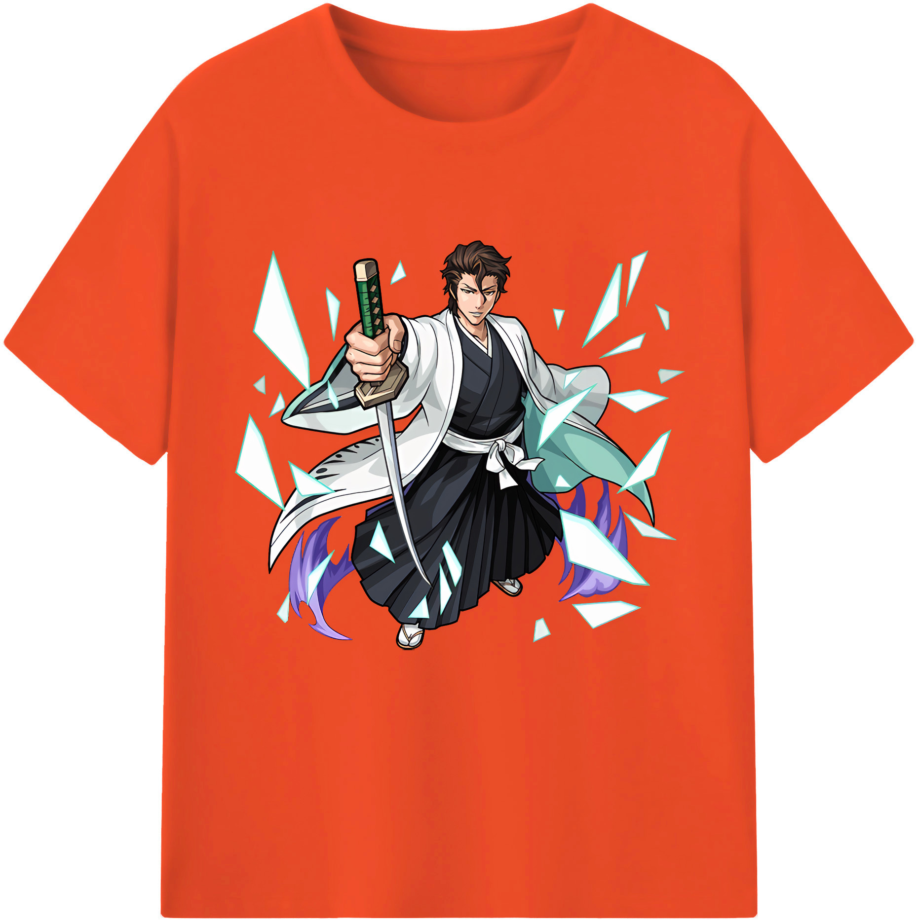 （画像用） ブリーチ 藍染 惣右介（あいぜん そうすけ） BLEACH Aizen Sousuke 綿100％半袖Tシャツ（フロントプリント）