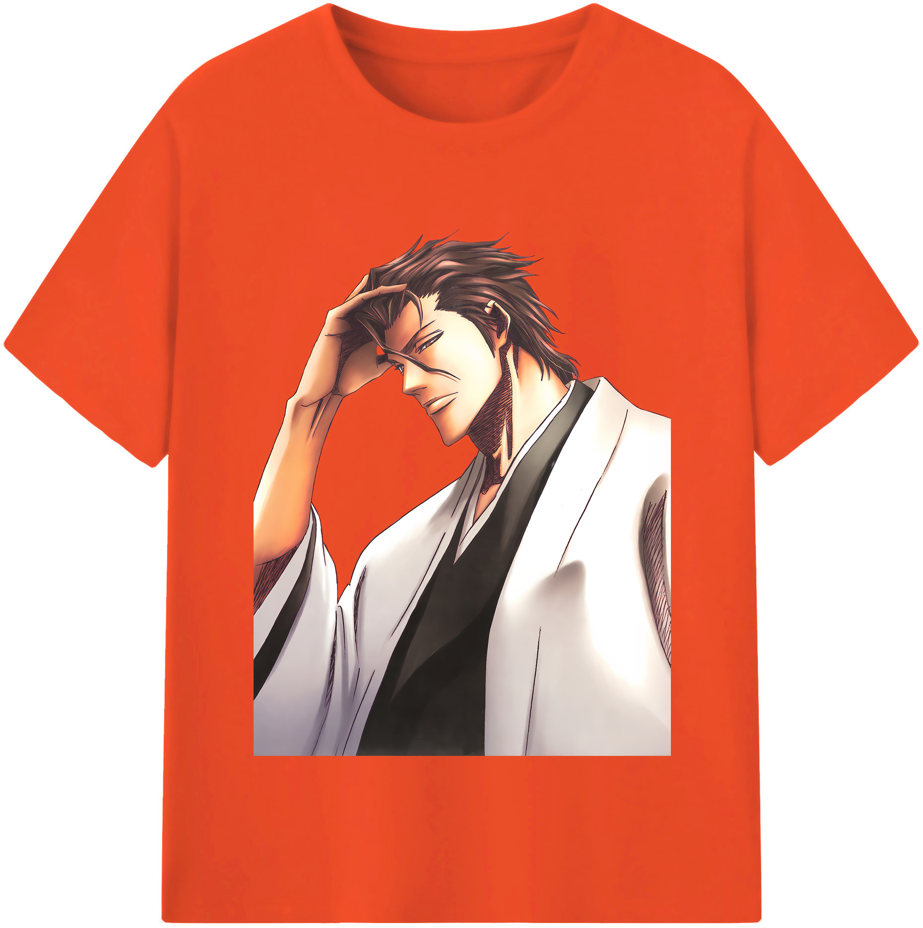 （画像用） ブリーチ 藍染 惣右介（あいぜん そうすけ） BLEACH Aizen Sousuke 綿100％半袖Tシャツ（フロントプリント）
