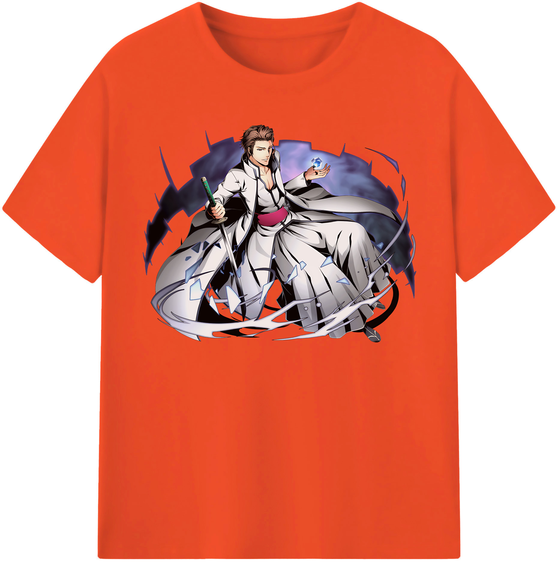 （画像用） ブリーチ 藍染 惣右介（あいぜん そうすけ） BLEACH Aizen Sousuke 綿100％半袖Tシャツ（フロントプリント）