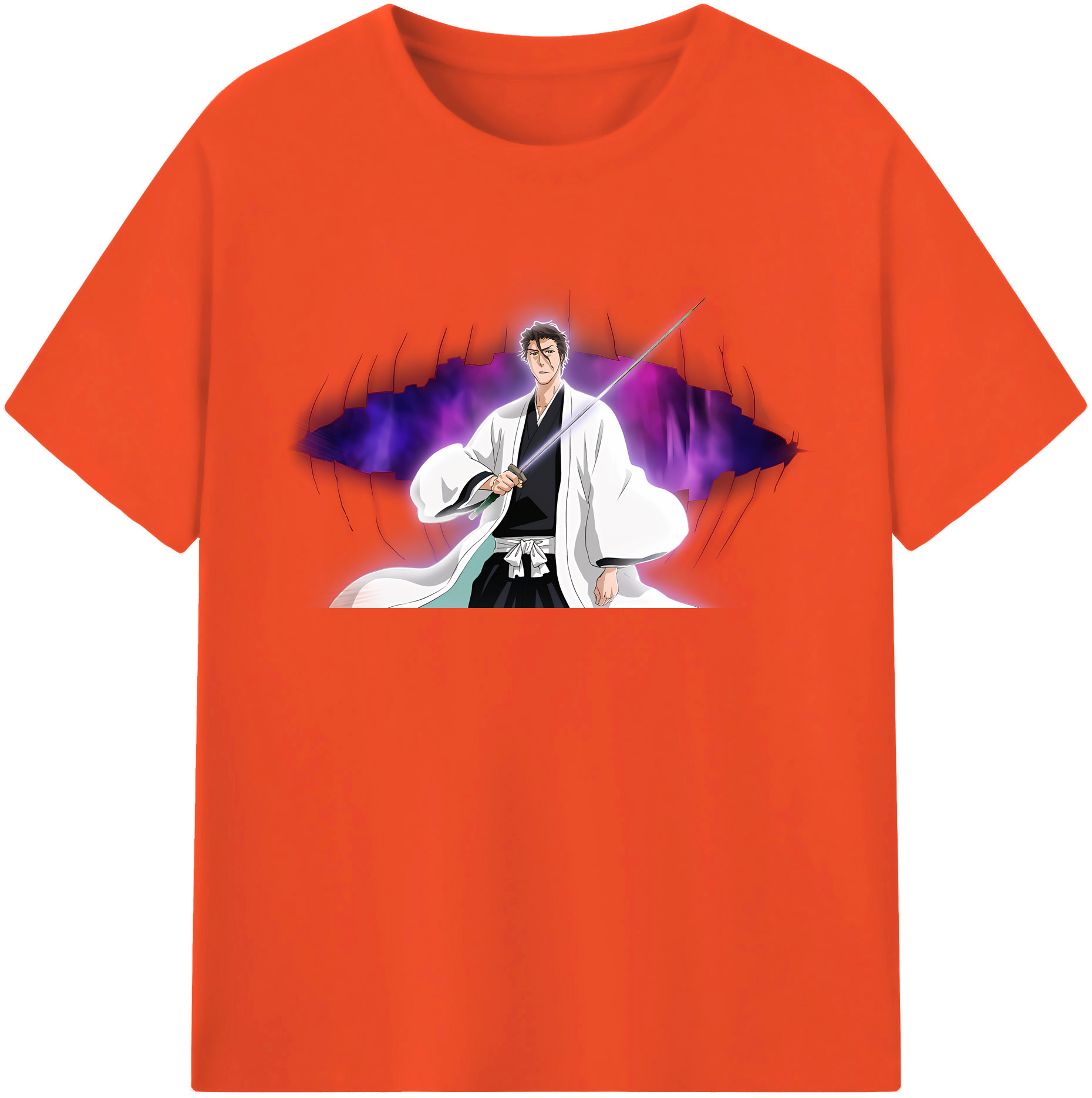（画像用） ブリーチ 藍染 惣右介（あいぜん そうすけ） BLEACH Aizen Sousuke 綿100％半袖Tシャツ（フロントプリント）