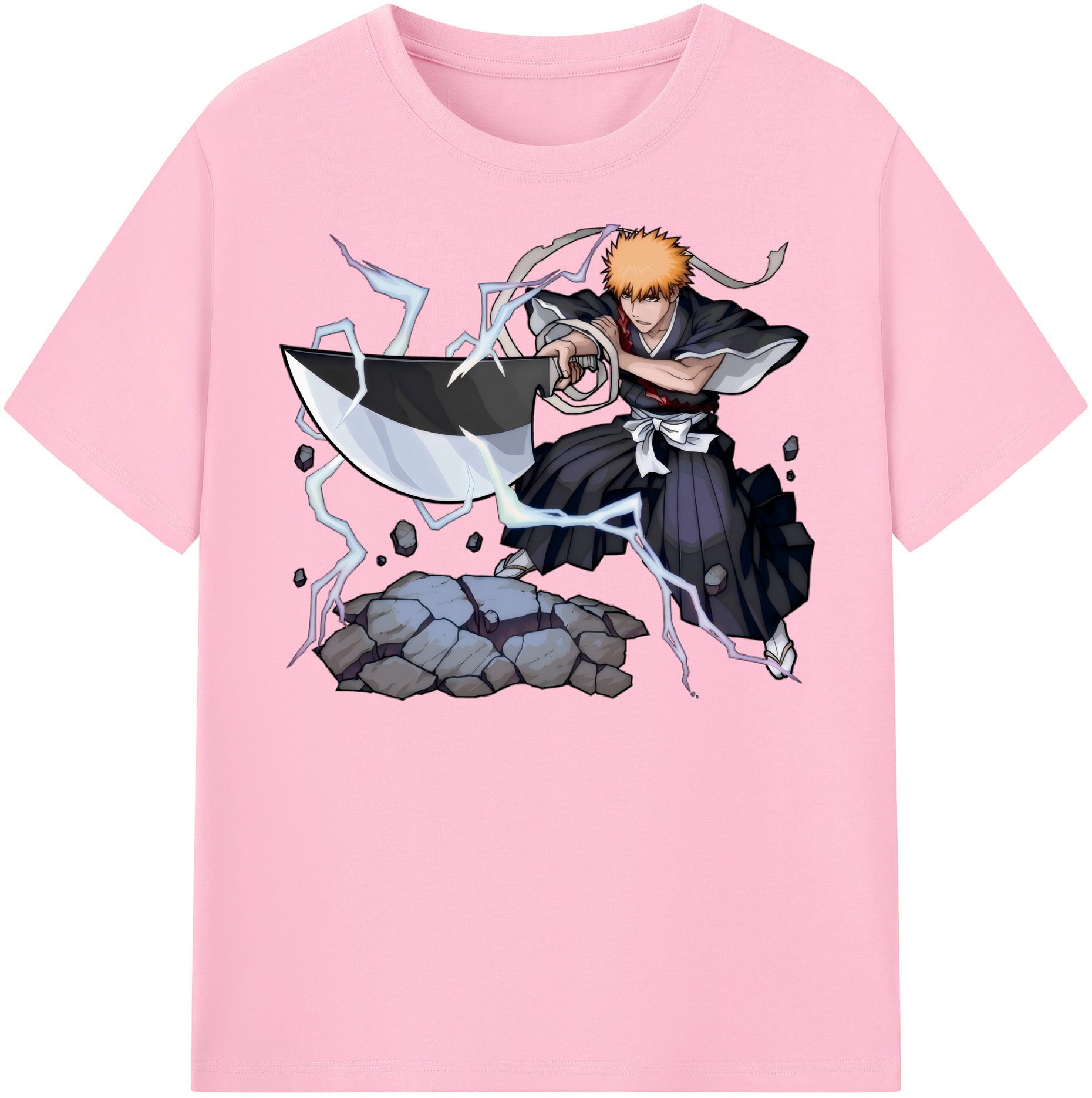 （画像用） ブリーチ 黒崎一護（くろさき いちご）BLEACH Kurosaki Ichigo 綿100％半袖Tシャツ（フロントプリント）