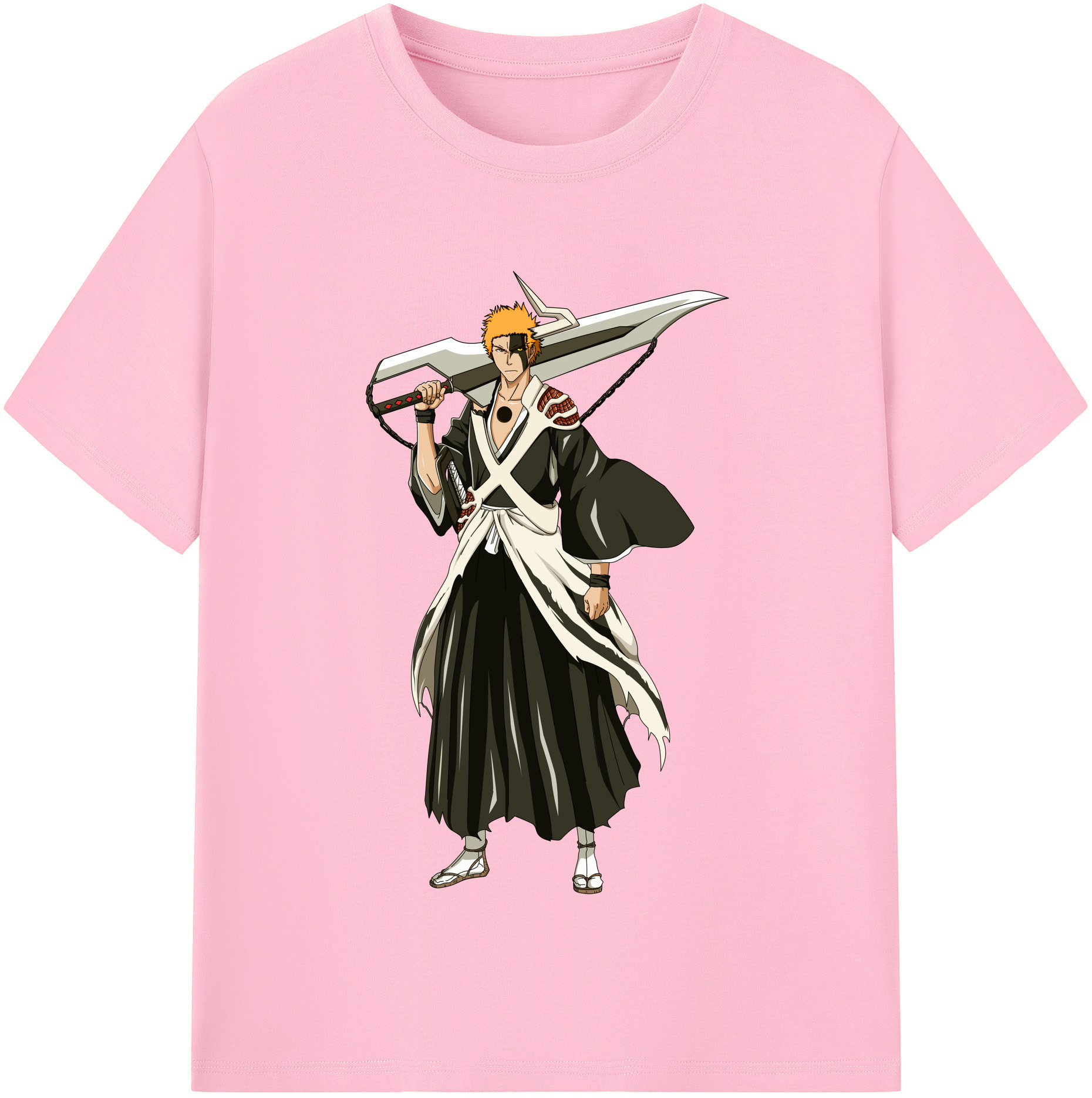 （画像用） ブリーチ 黒崎一護（くろさき いちご）BLEACH Kurosaki Ichigo 綿100％半袖Tシャツ（フロントプリント）