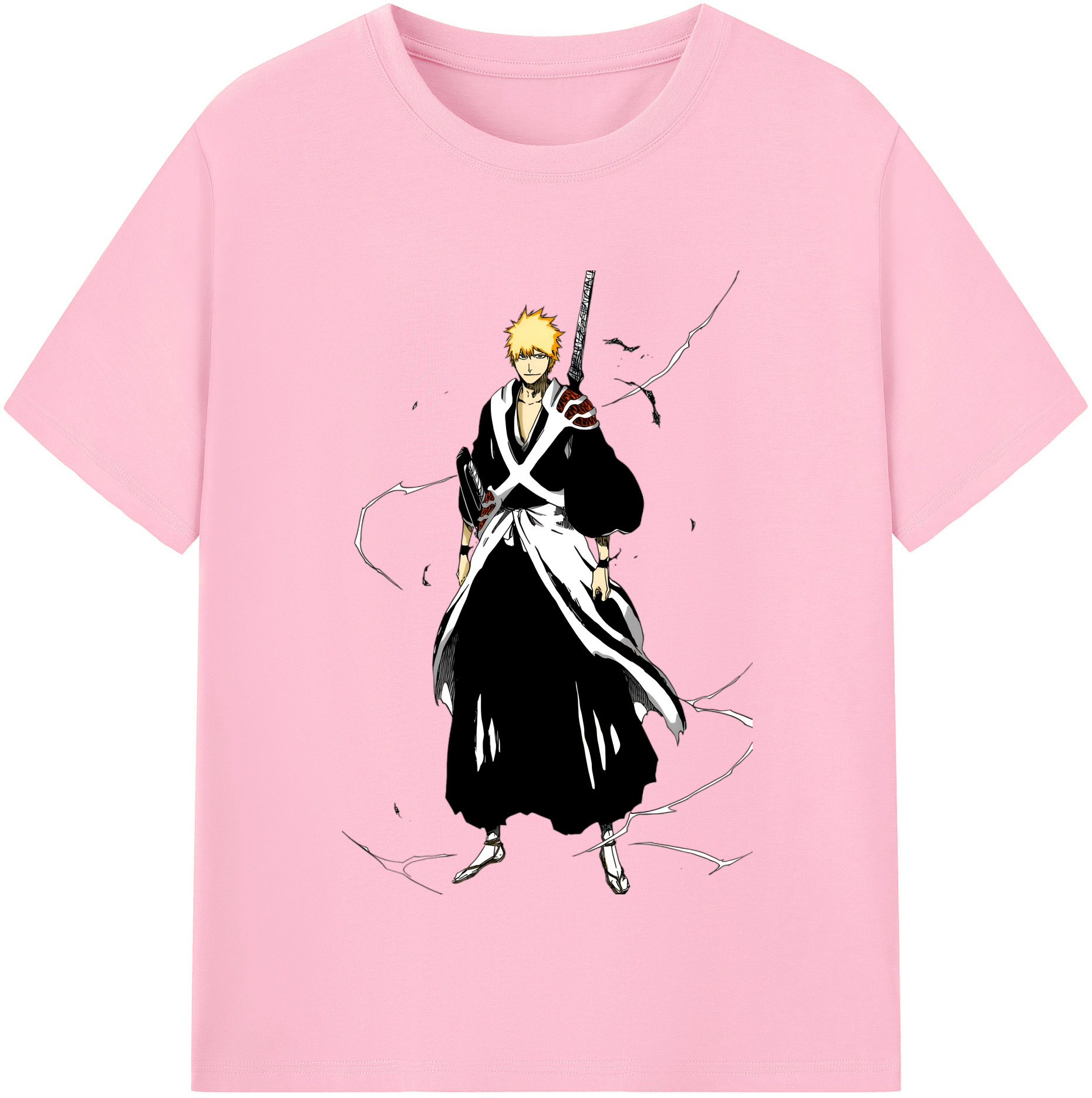 （画像用） ブリーチ 黒崎一護（くろさき いちご）BLEACH Kurosaki Ichigo 綿100％半袖Tシャツ（フロントプリント）
