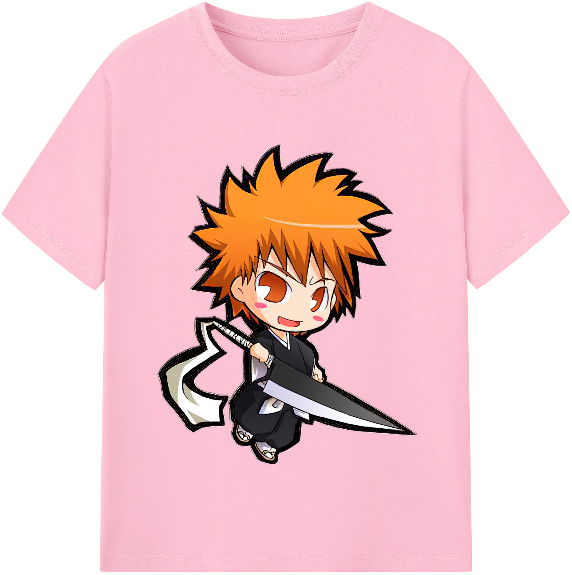 （画像用） ブリーチ 黒崎一護（くろさき いちご）BLEACH Kurosaki Ichigo 綿100％半袖Tシャツ（フロントプリント）