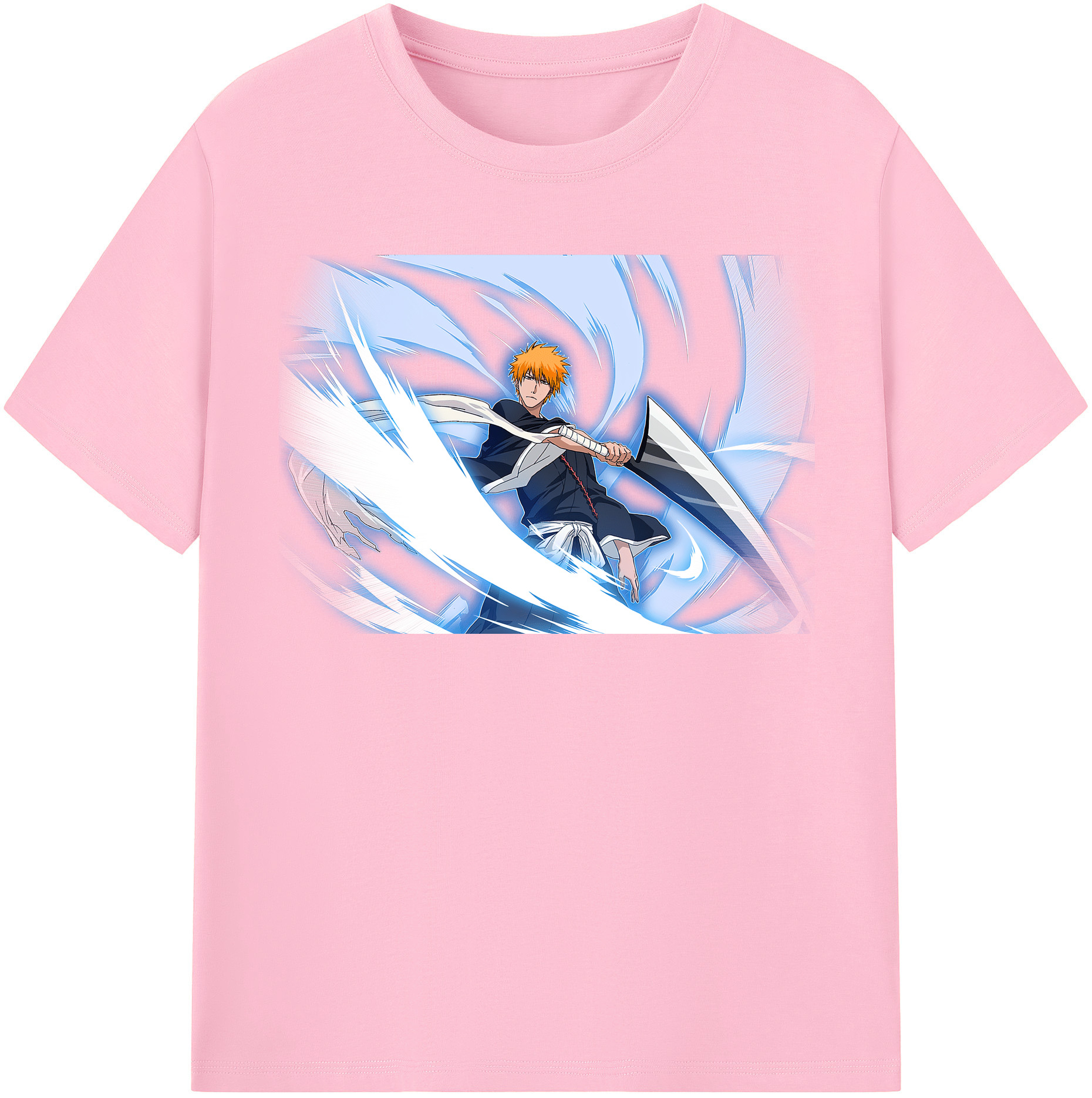 （画像用） ブリーチ 黒崎一護（くろさき いちご）BLEACH Kurosaki Ichigo 綿100％半袖Tシャツ（フロントプリント）