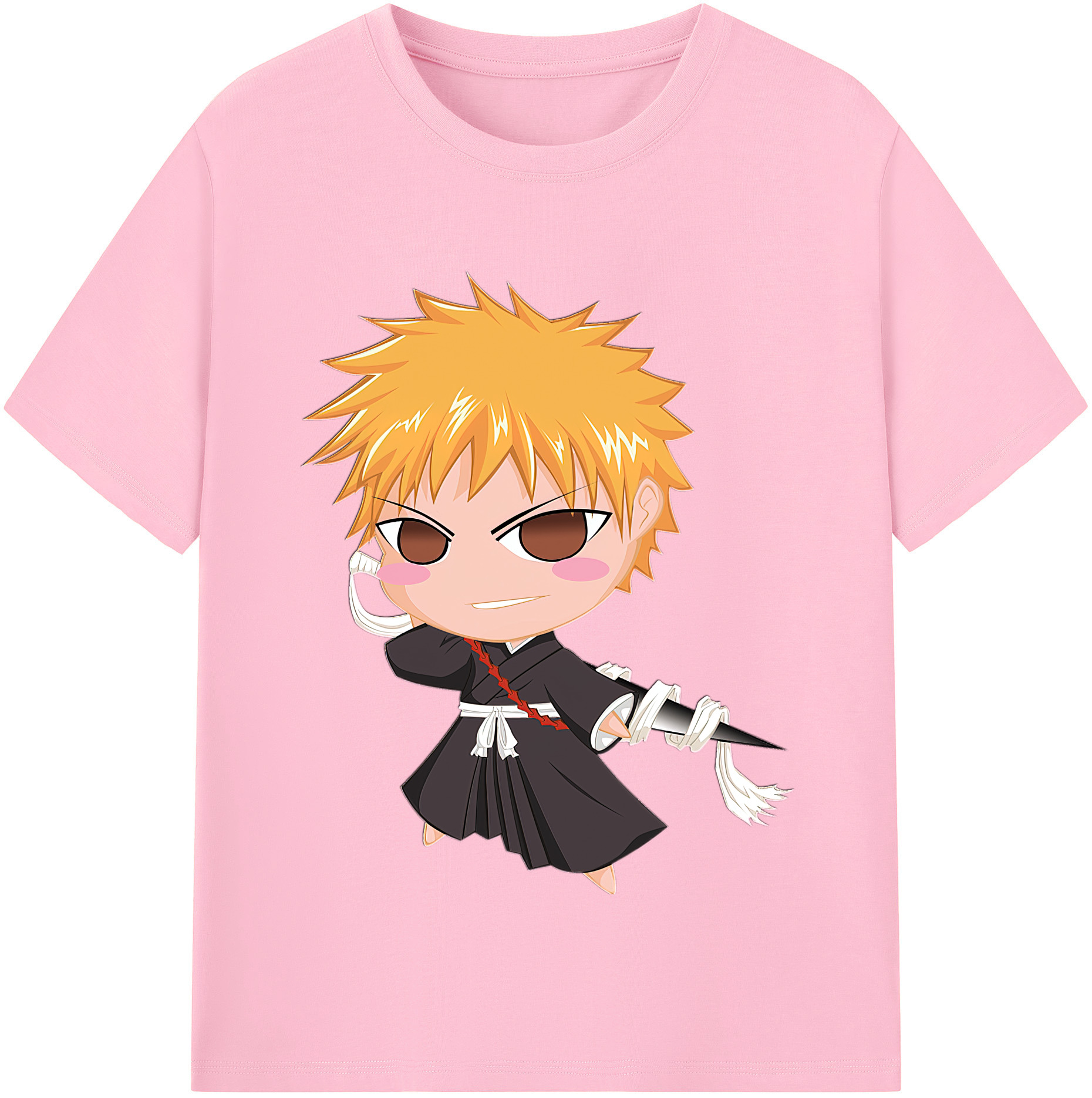 （画像用） ブリーチ 黒崎一護（くろさき いちご）BLEACH Kurosaki Ichigo 綿100％半袖Tシャツ（フロントプリント）