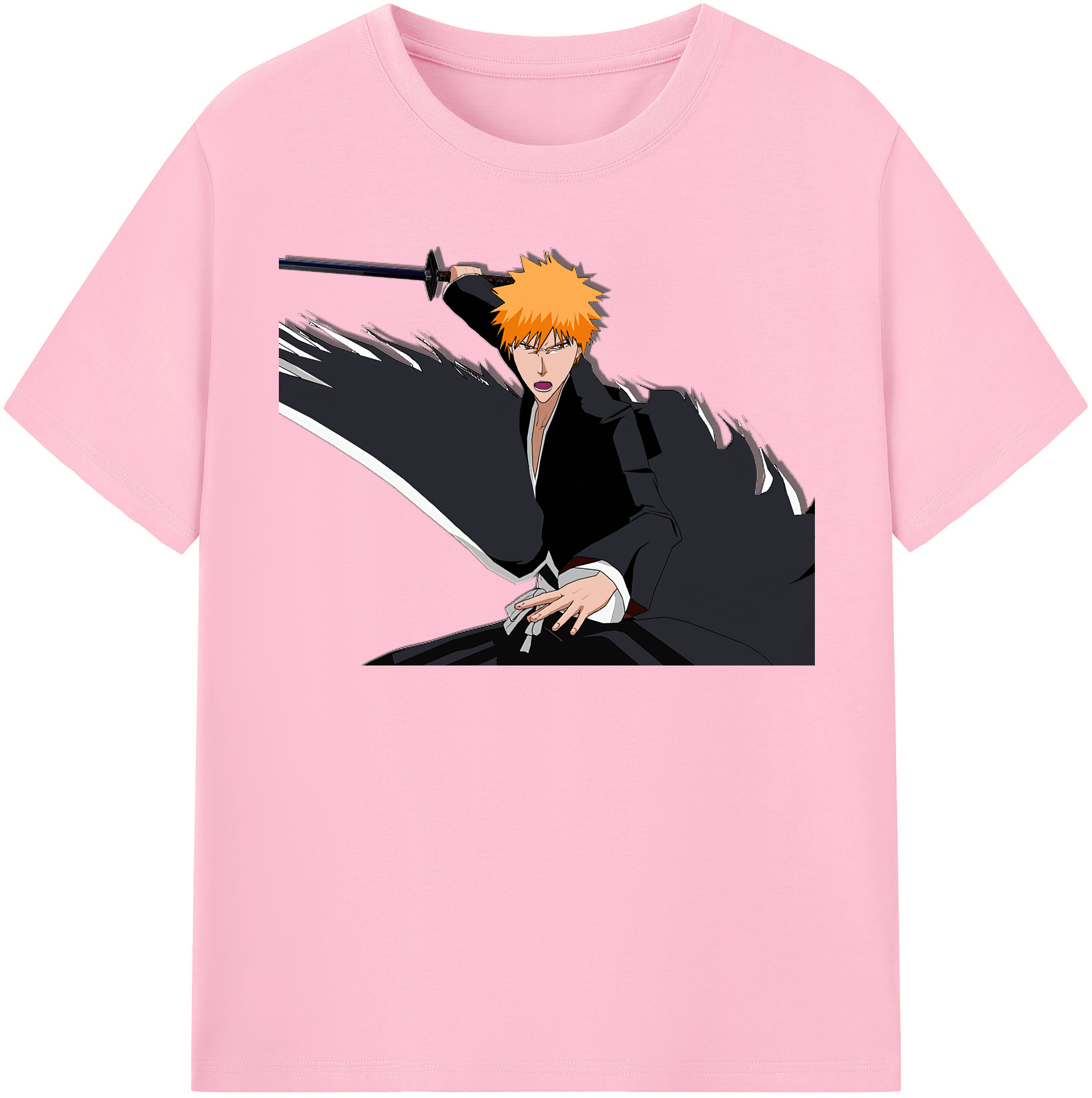 （画像用） ブリーチ 黒崎一護（くろさき いちご）BLEACH Kurosaki Ichigo 綿100％半袖Tシャツ（フロントプリント）