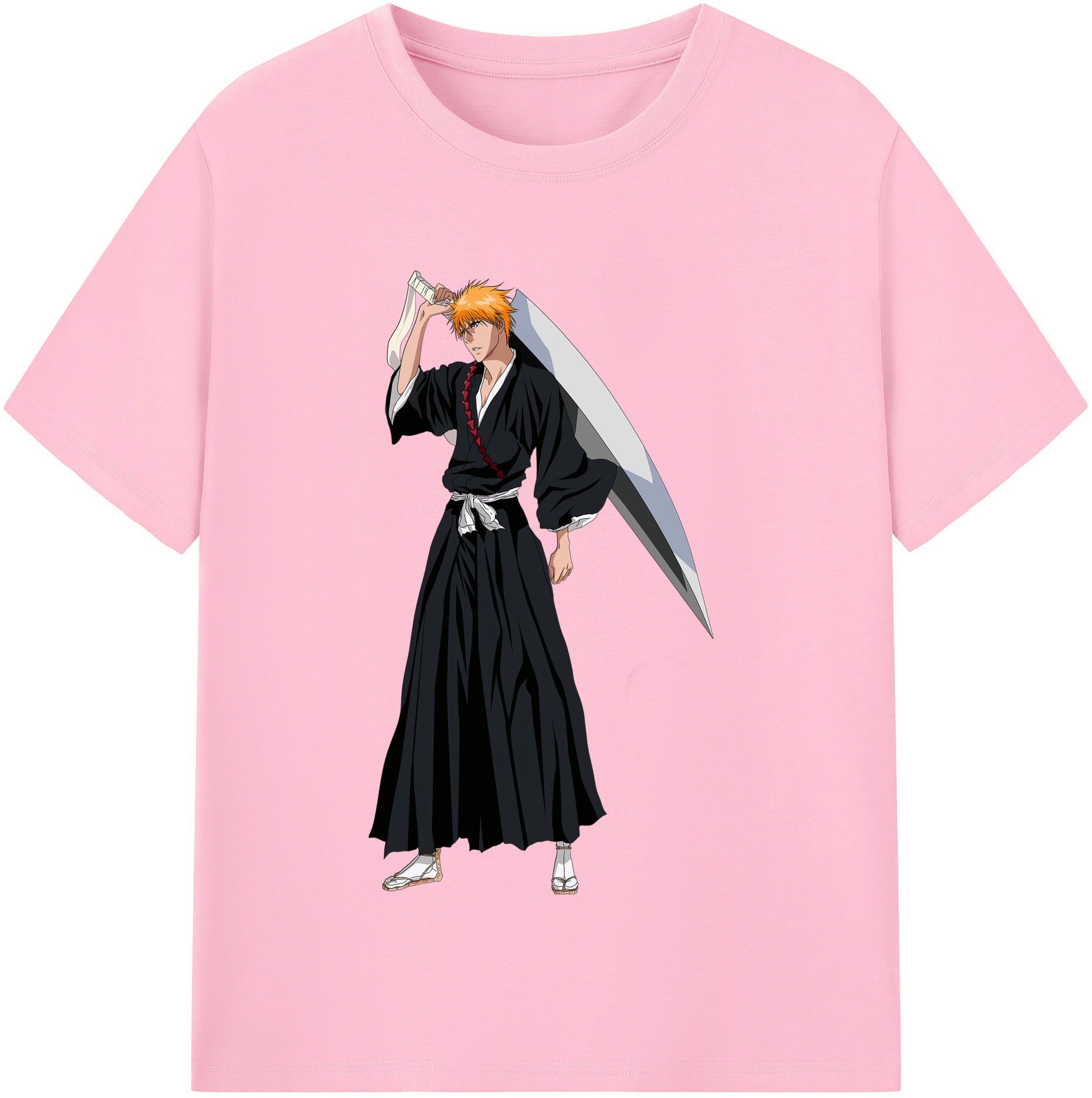 （画像用） ブリーチ 黒崎一護（くろさき いちご）BLEACH Kurosaki Ichigo 綿100％半袖Tシャツ（フロントプリント）