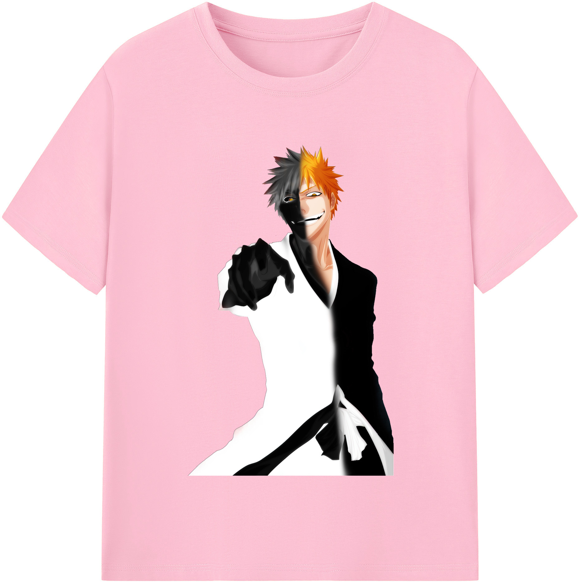 （画像用） ブリーチ 黒崎一護（くろさき いちご）BLEACH Kurosaki Ichigo 綿100％半袖Tシャツ（フロントプリント）