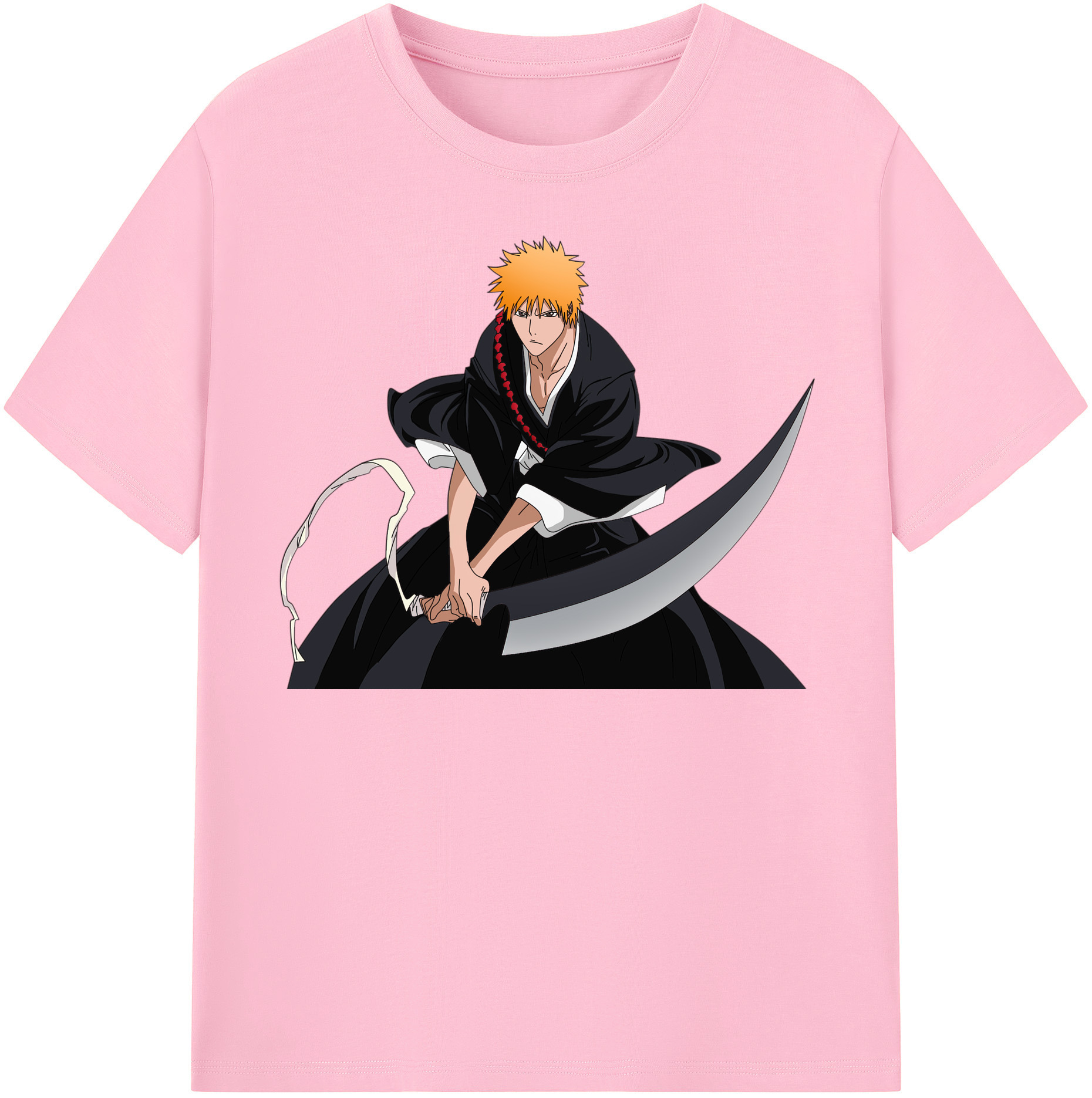 （画像用） ブリーチ 黒崎一護（くろさき いちご）BLEACH Kurosaki Ichigo 綿100％半袖Tシャツ（フロントプリント）