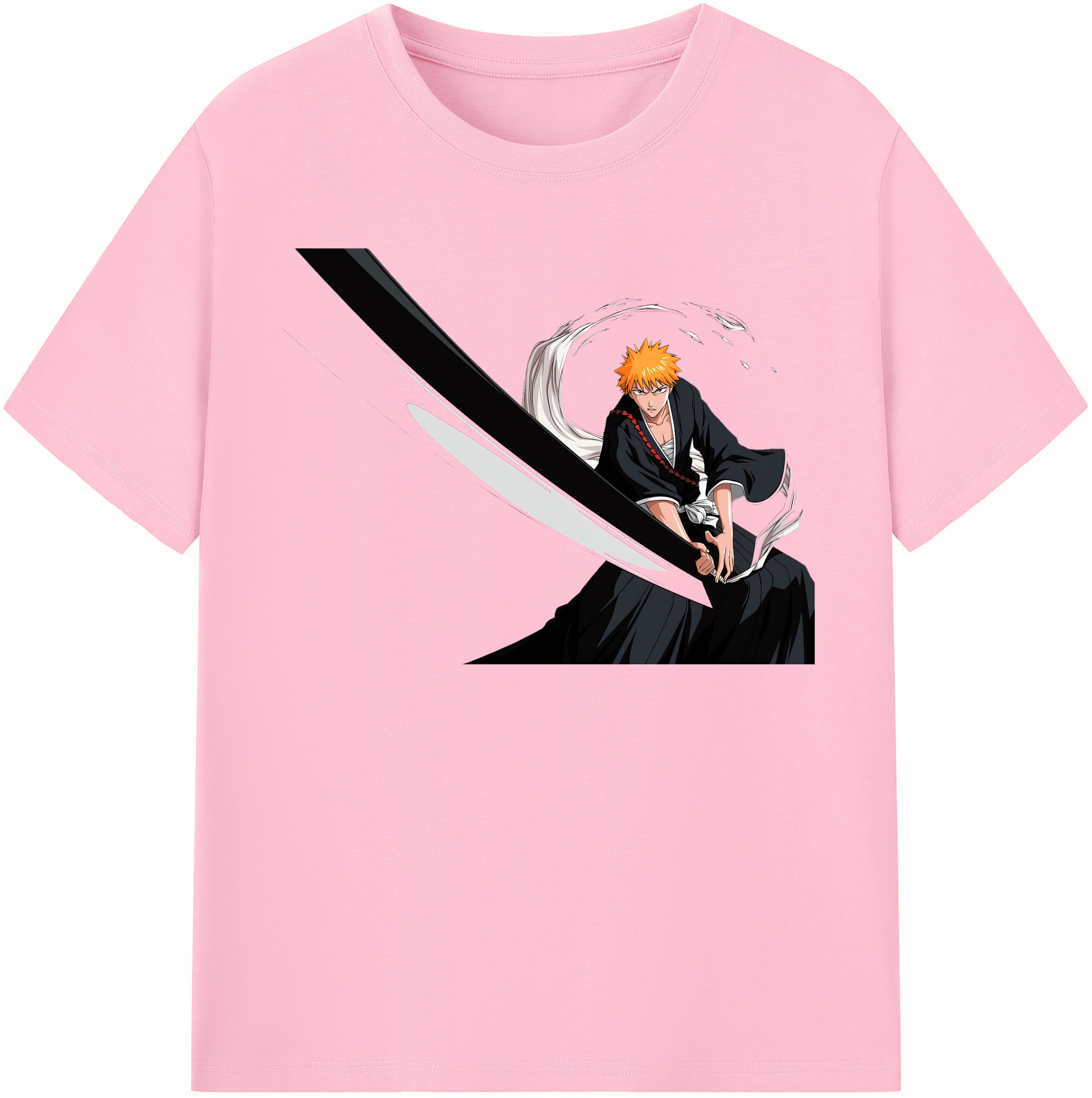 （画像用） ブリーチ 黒崎一護（くろさき いちご）BLEACH Kurosaki Ichigo 綿100％半袖Tシャツ（フロントプリント）