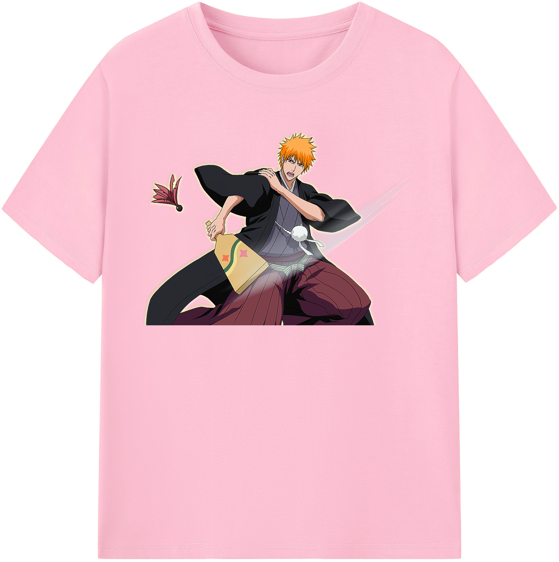 （画像用） ブリーチ 黒崎一護（くろさき いちご）BLEACH Kurosaki Ichigo 綿100％半袖Tシャツ（フロントプリント）