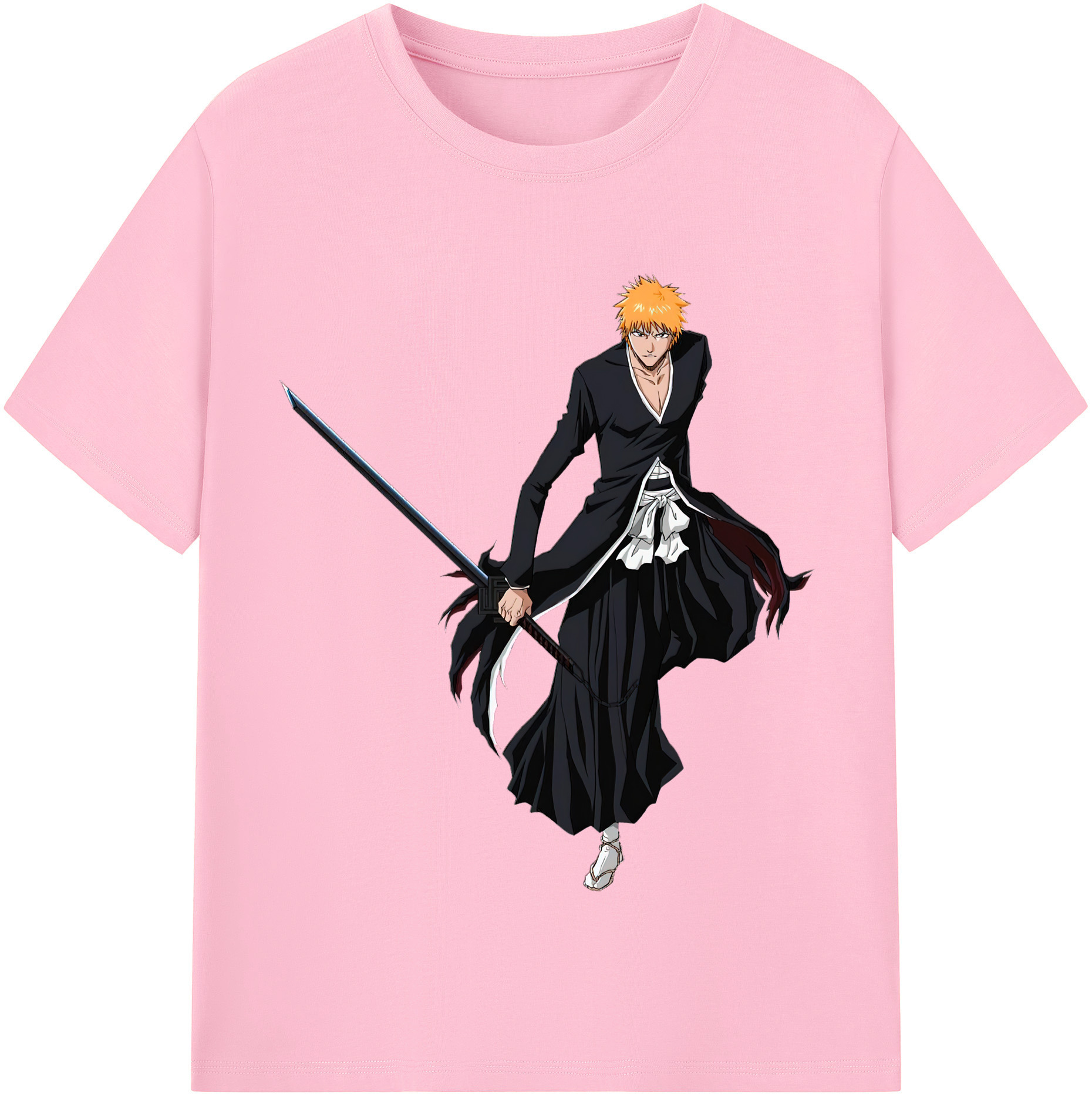 （画像用） ブリーチ 黒崎一護（くろさき いちご）BLEACH Kurosaki Ichigo 綿100％半袖Tシャツ（フロントプリント）