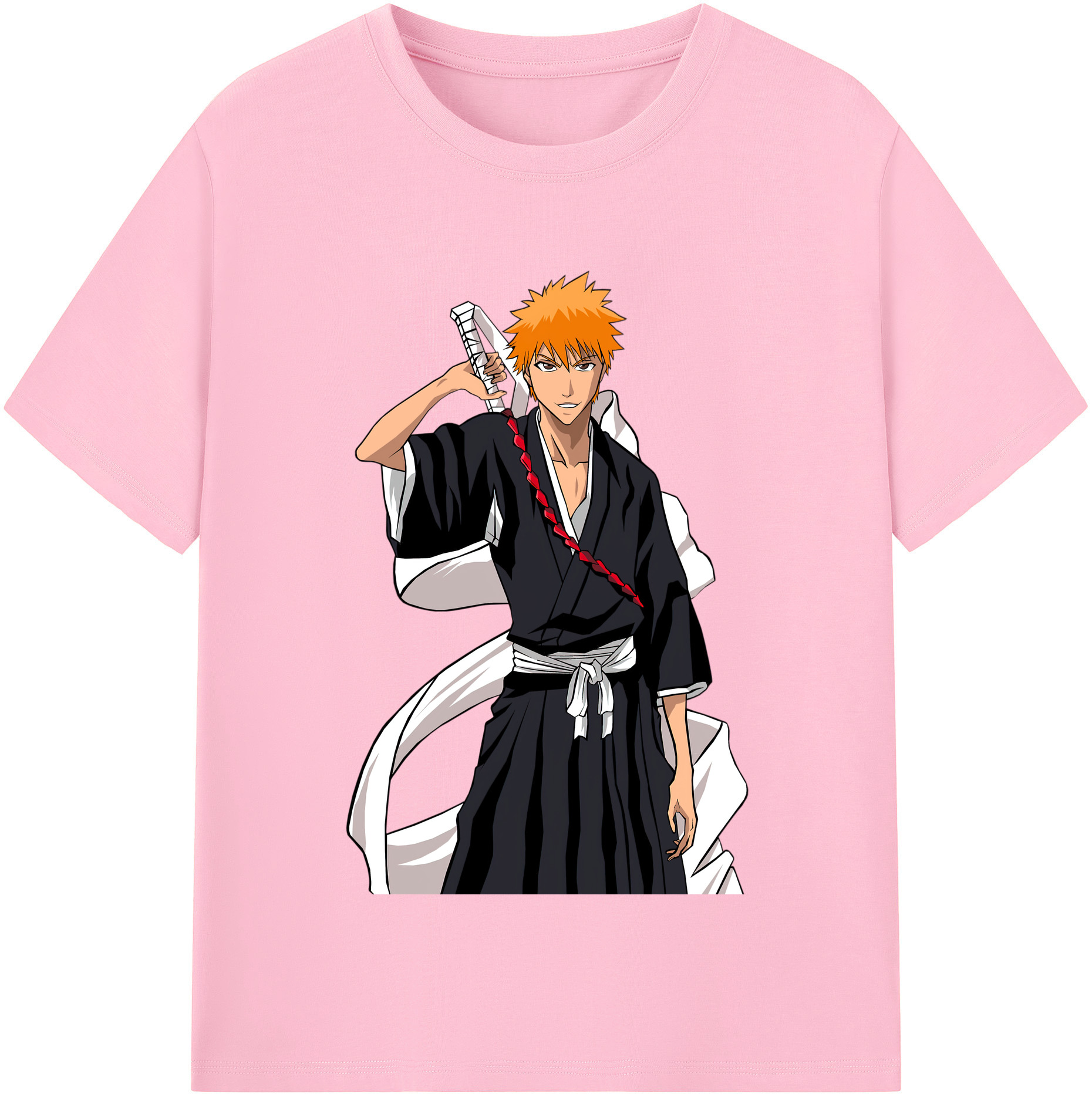 （画像用） ブリーチ 黒崎一護（くろさき いちご）BLEACH Kurosaki Ichigo 綿100％半袖Tシャツ（フロントプリント）