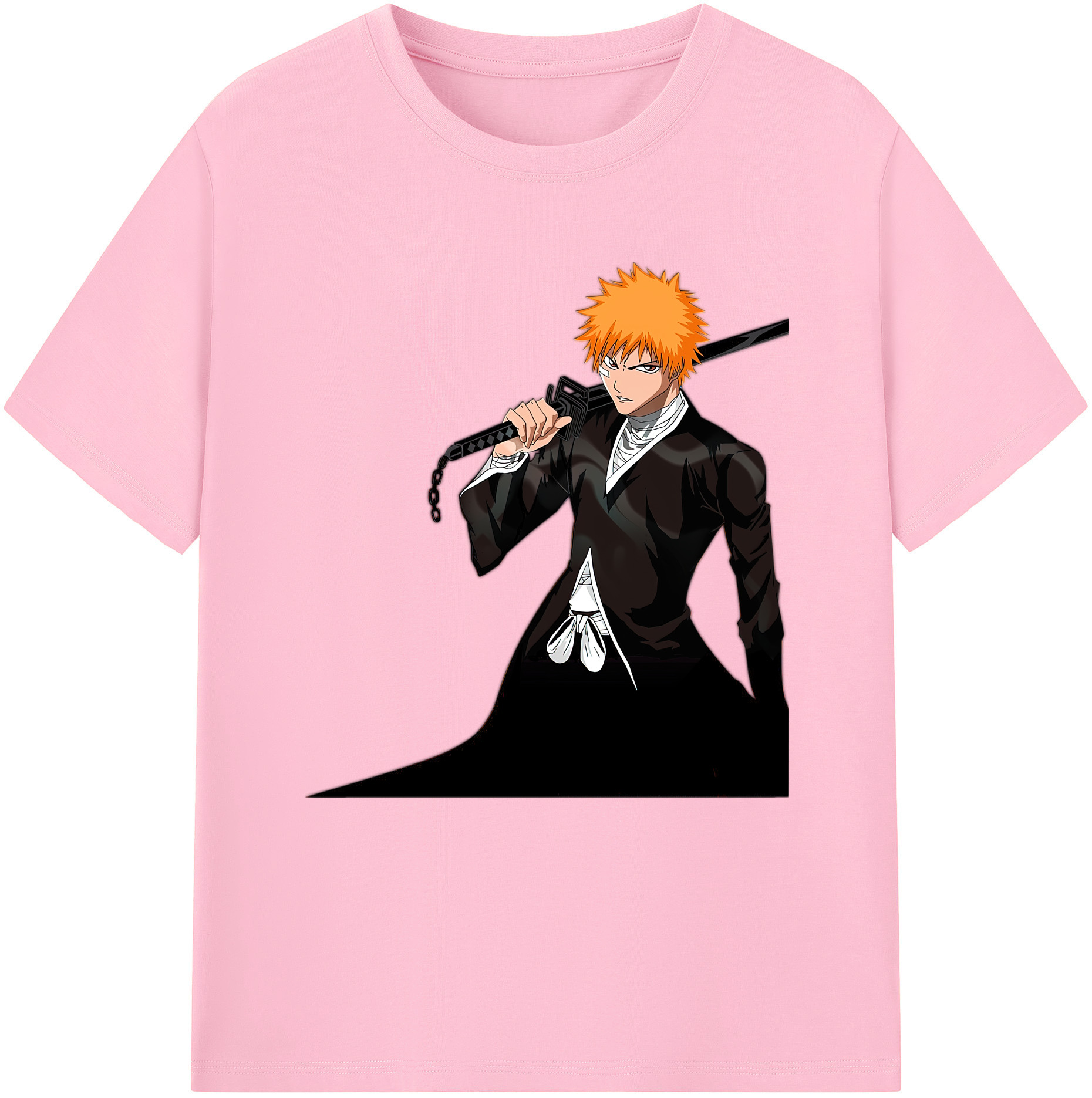 （画像用） ブリーチ 黒崎一護（くろさき いちご）BLEACH Kurosaki Ichigo 綿100％半袖Tシャツ（フロントプリント）