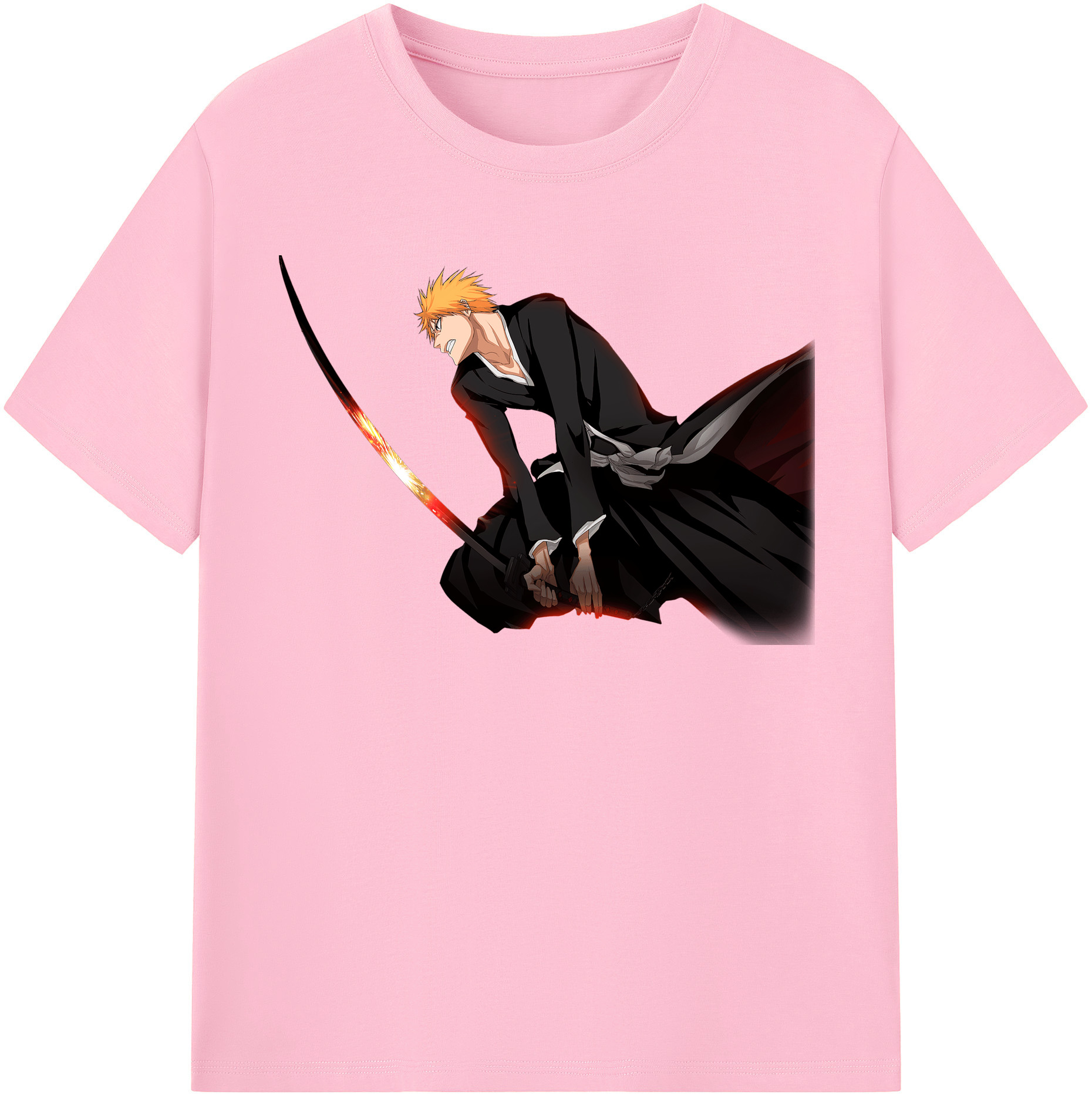 （画像用） ブリーチ 黒崎一護（くろさき いちご）BLEACH Kurosaki Ichigo 綿100％半袖Tシャツ（フロントプリント）