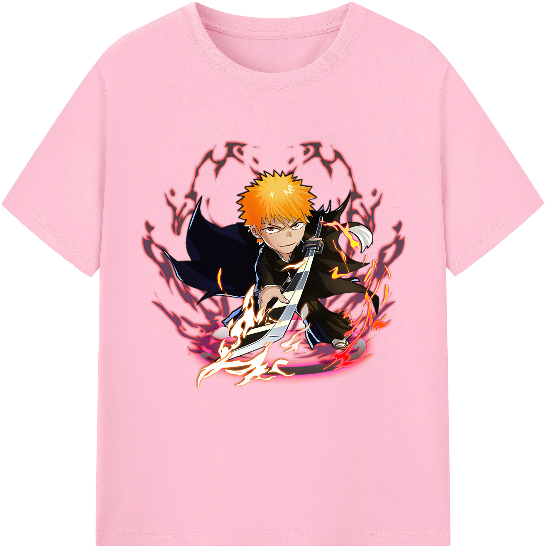 （画像用） ブリーチ 黒崎一護（くろさき いちご）BLEACH Kurosaki Ichigo 綿100％半袖Tシャツ（フロントプリント）