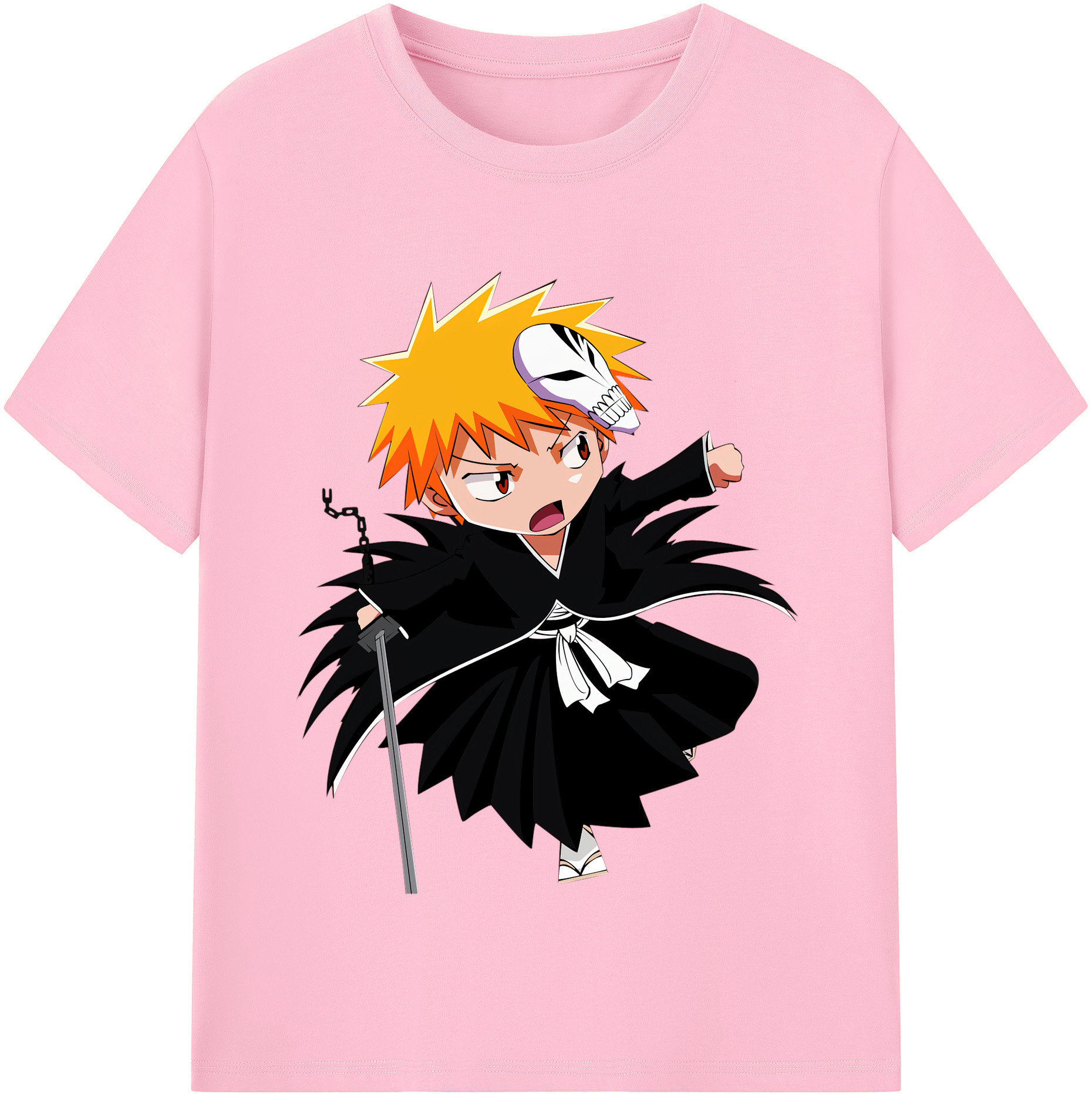 （画像用） ブリーチ 黒崎一護（くろさき いちご）BLEACH Kurosaki Ichigo 綿100％半袖Tシャツ（フロントプリント）