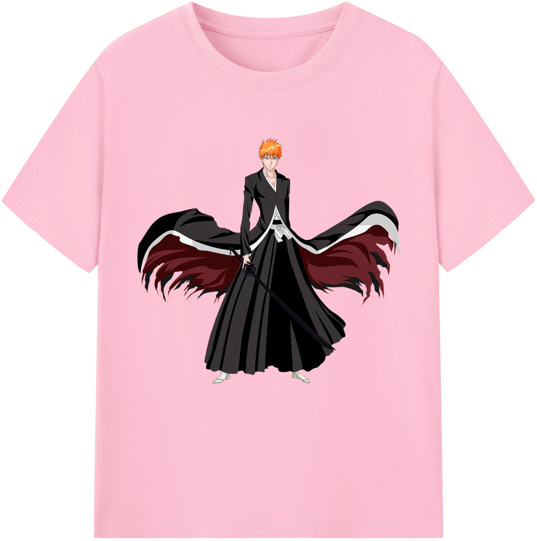 （画像用） ブリーチ 黒崎一護（くろさき いちご）BLEACH Kurosaki Ichigo 綿100％半袖Tシャツ（フロントプリント）