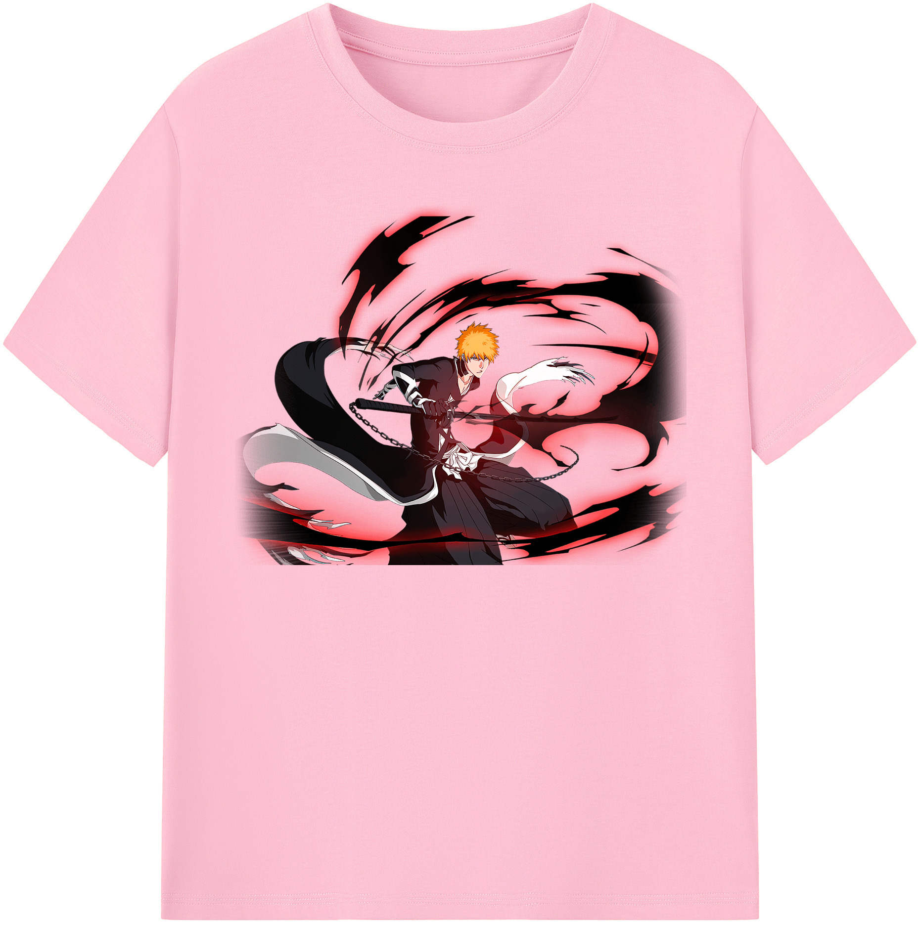 （画像用） ブリーチ 黒崎一護（くろさき いちご）BLEACH Kurosaki Ichigo 綿100％半袖Tシャツ（フロントプリント）