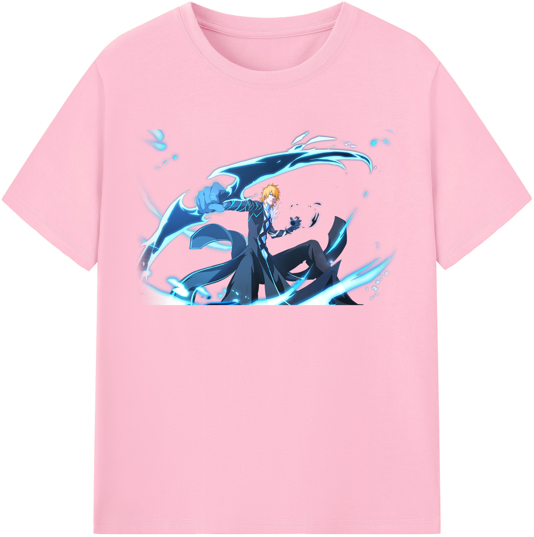 （画像用） ブリーチ 黒崎一護（くろさき いちご）BLEACH Kurosaki Ichigo 綿100％半袖Tシャツ（フロントプリント）