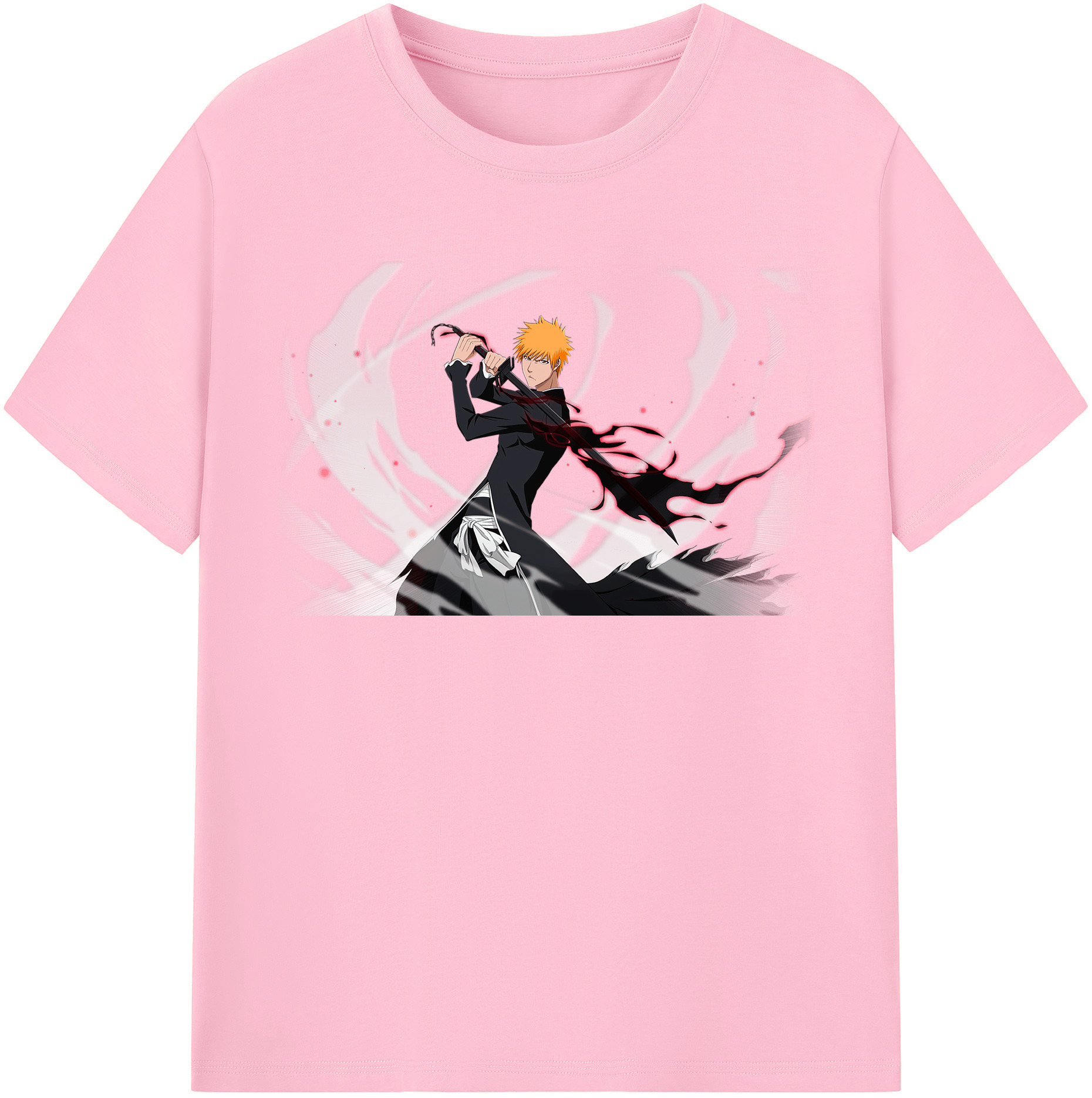 （画像用） ブリーチ 黒崎一護（くろさき いちご）BLEACH Kurosaki Ichigo 綿100％半袖Tシャツ（フロントプリント）