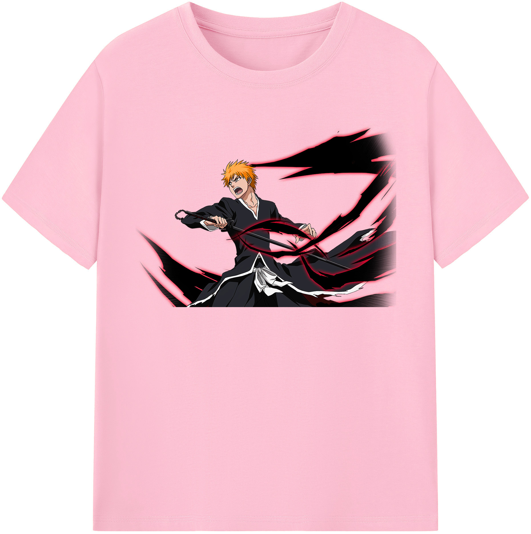 （画像用） ブリーチ 黒崎一護（くろさき いちご）BLEACH Kurosaki Ichigo 綿100％半袖Tシャツ（フロントプリント）
