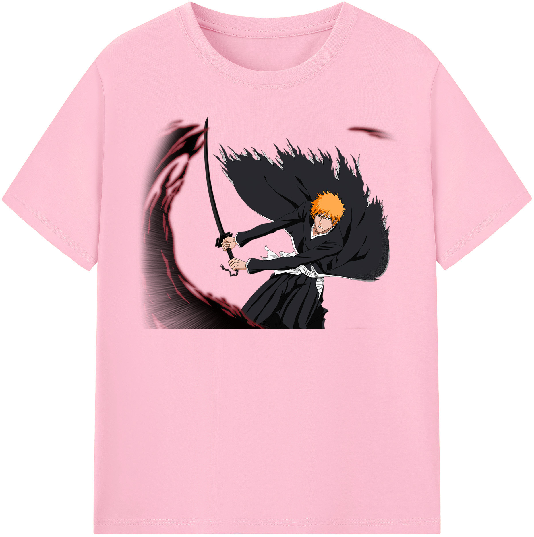（画像用） ブリーチ 黒崎一護（くろさき いちご）BLEACH Kurosaki Ichigo 綿100％半袖Tシャツ（フロントプリント）