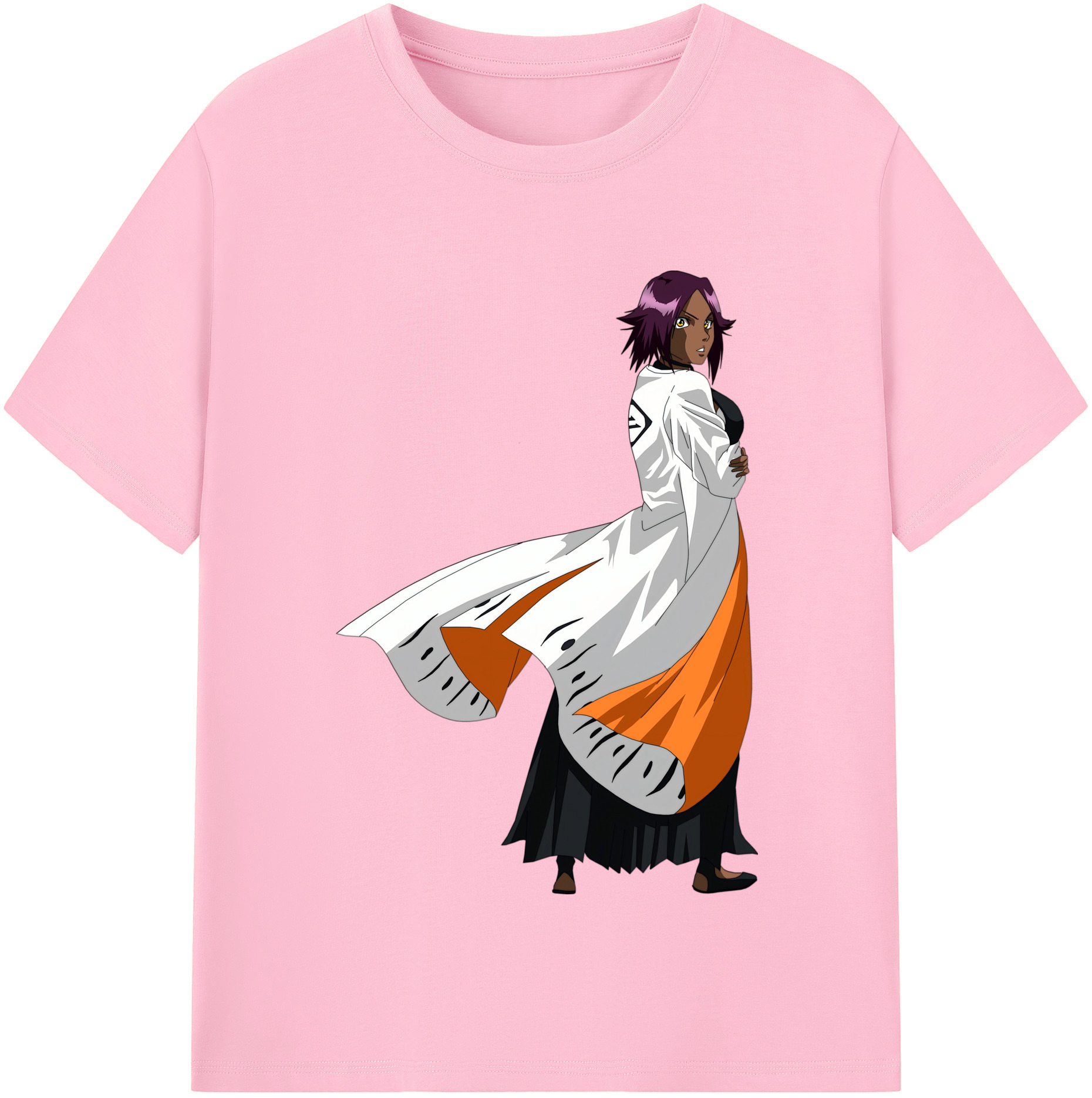 （画像用） ブリーチ 四楓院 夜一（しほういん よるいち） BLEACH Shihouin Yoruichi 綿100％半袖Tシャツ（フロントプリント）