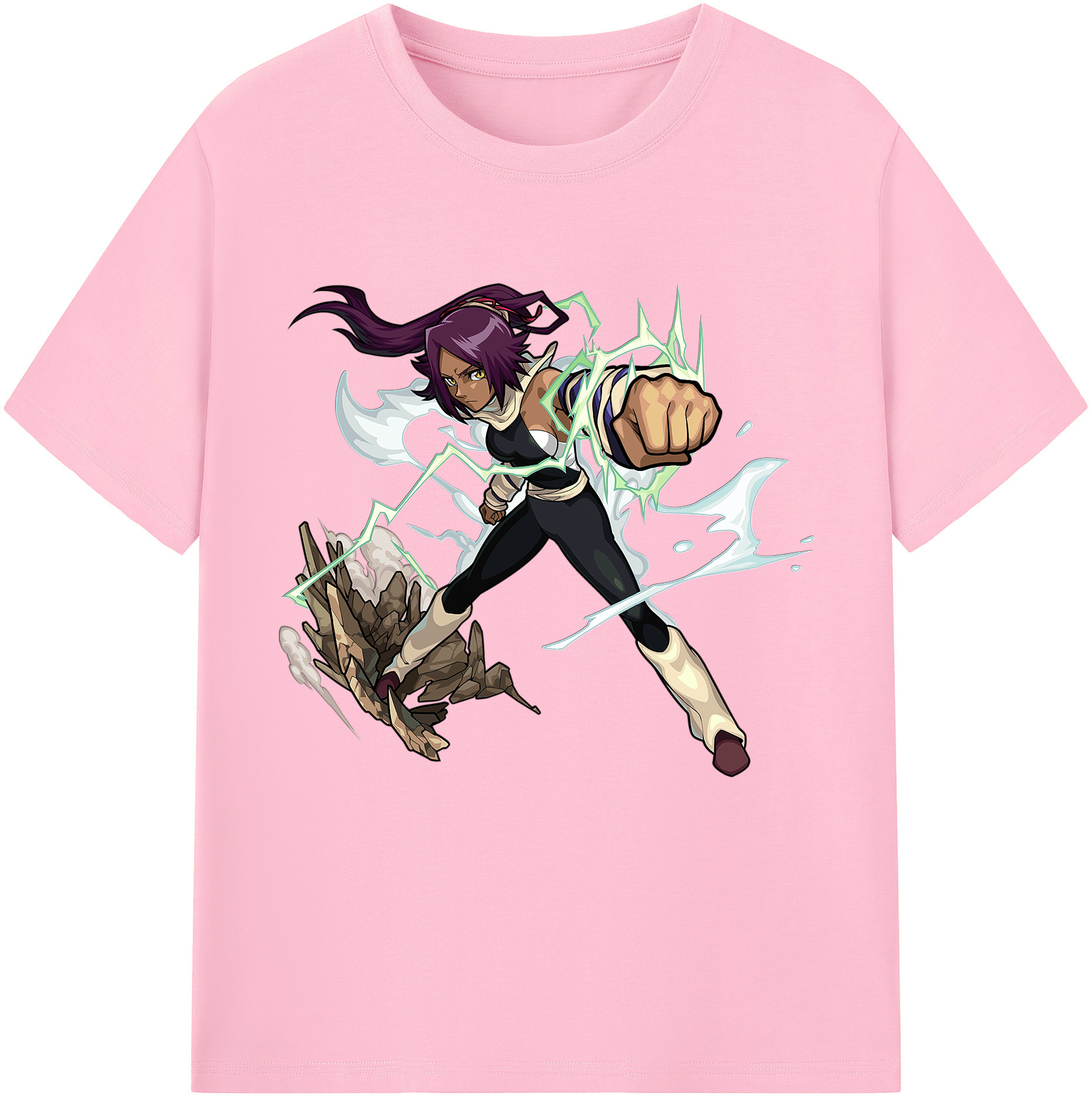 （画像用） ブリーチ 四楓院 夜一（しほういん よるいち） BLEACH Shihouin Yoruichi 綿100％半袖Tシャツ（フロントプリント）