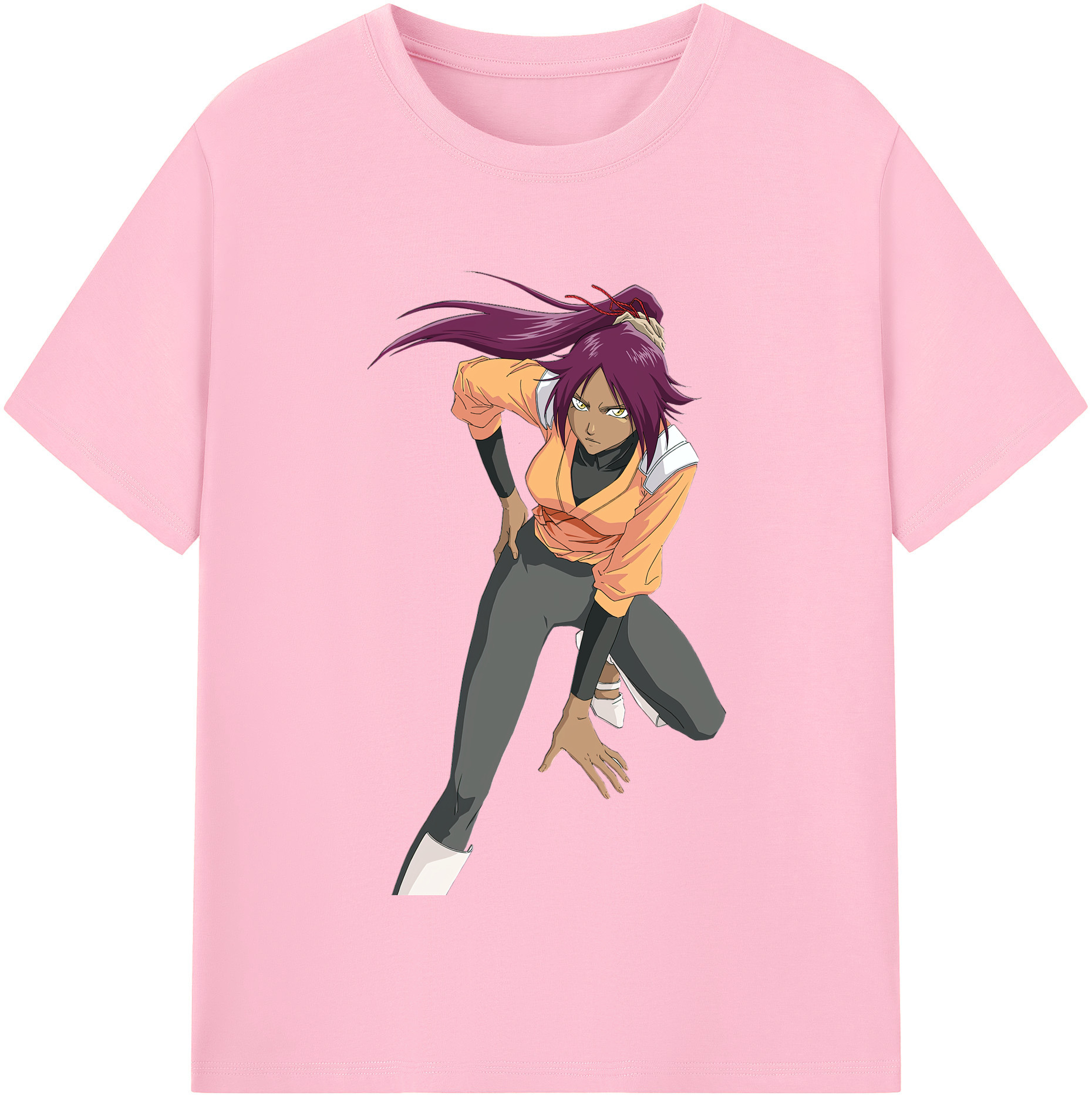 （画像用） ブリーチ 四楓院 夜一（しほういん よるいち） BLEACH Shihouin Yoruichi 綿100％半袖Tシャツ（フロントプリント）