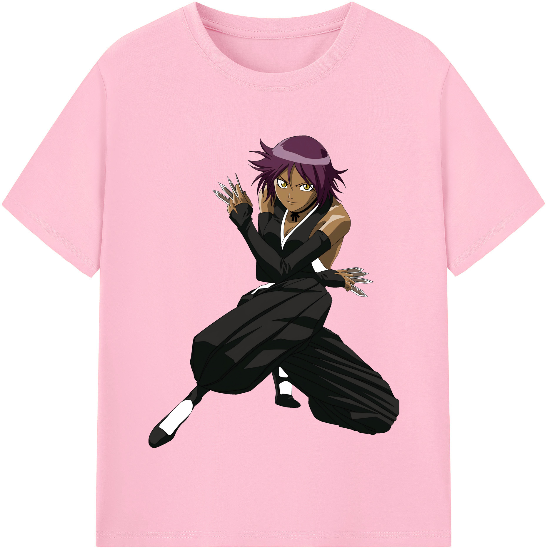 （画像用） ブリーチ 四楓院 夜一（しほういん よるいち） BLEACH Shihouin Yoruichi 綿100％半袖Tシャツ（フロントプリント）