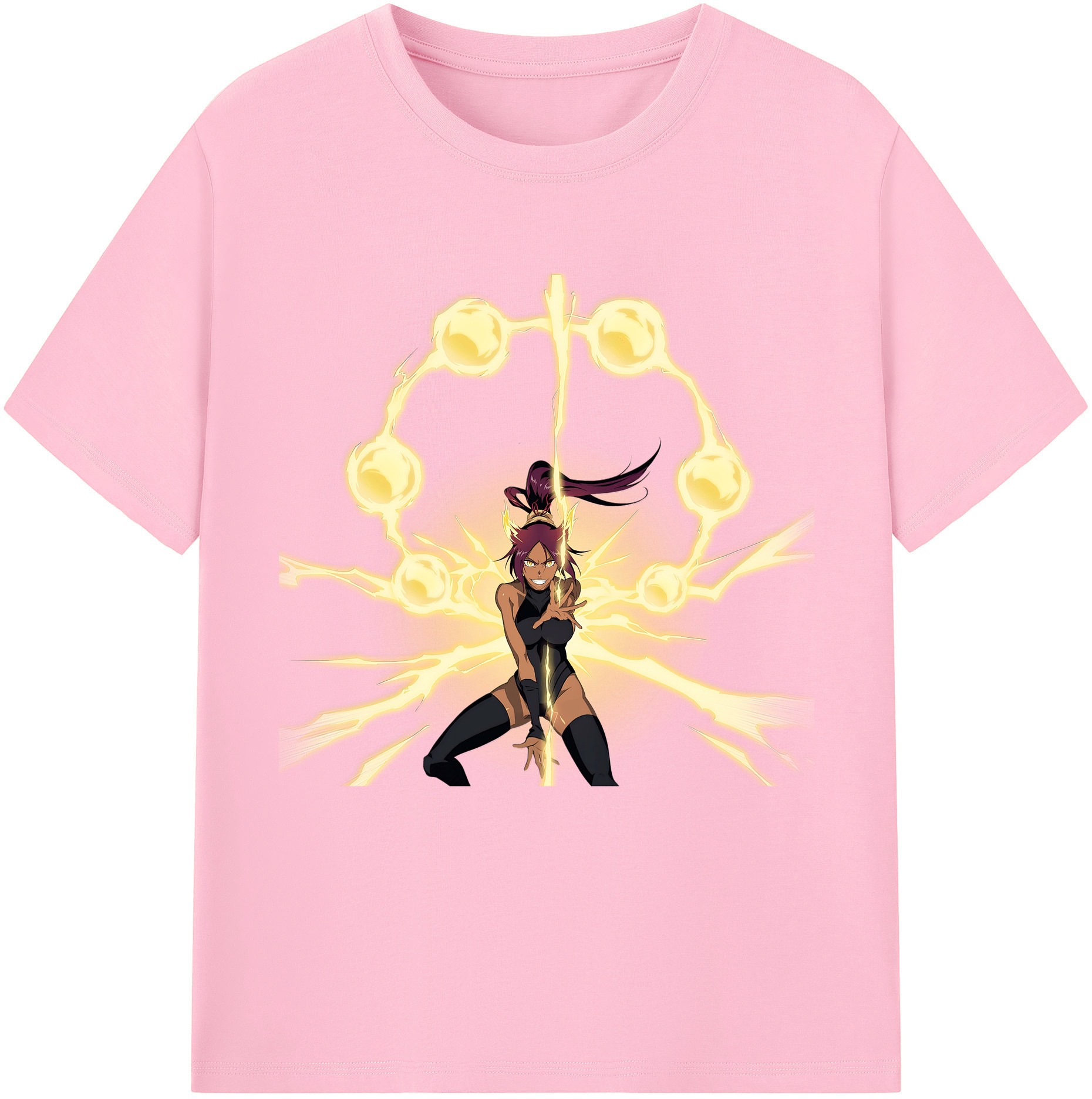 （画像用） ブリーチ 四楓院 夜一（しほういん よるいち） BLEACH Shihouin Yoruichi 綿100％半袖Tシャツ（フロントプリント）